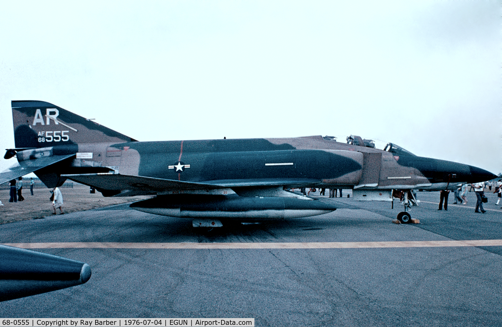 68-0555, 1968 McDonnell Douglas RF-4C Phantom II C/N 3380, 68-0555   McDonnell-Douglas QRF-4C Phantom II [3380] (United States Air Force) RAF Mildenhall~G 04/07/1976. From a slide.