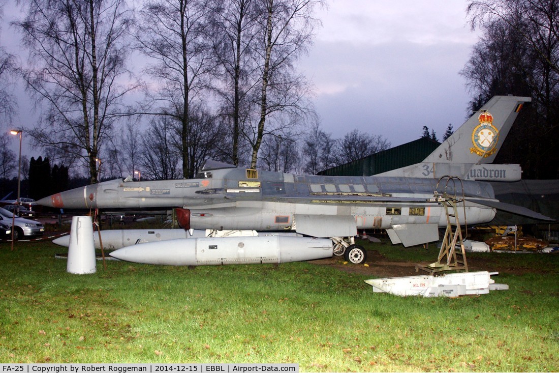 FA-25, SABCA F-16A Fighting Falcon C/N 6H-25, Preserved.Fuselage FA-38.Tail FA-25 349 SQD 50 YEARS.