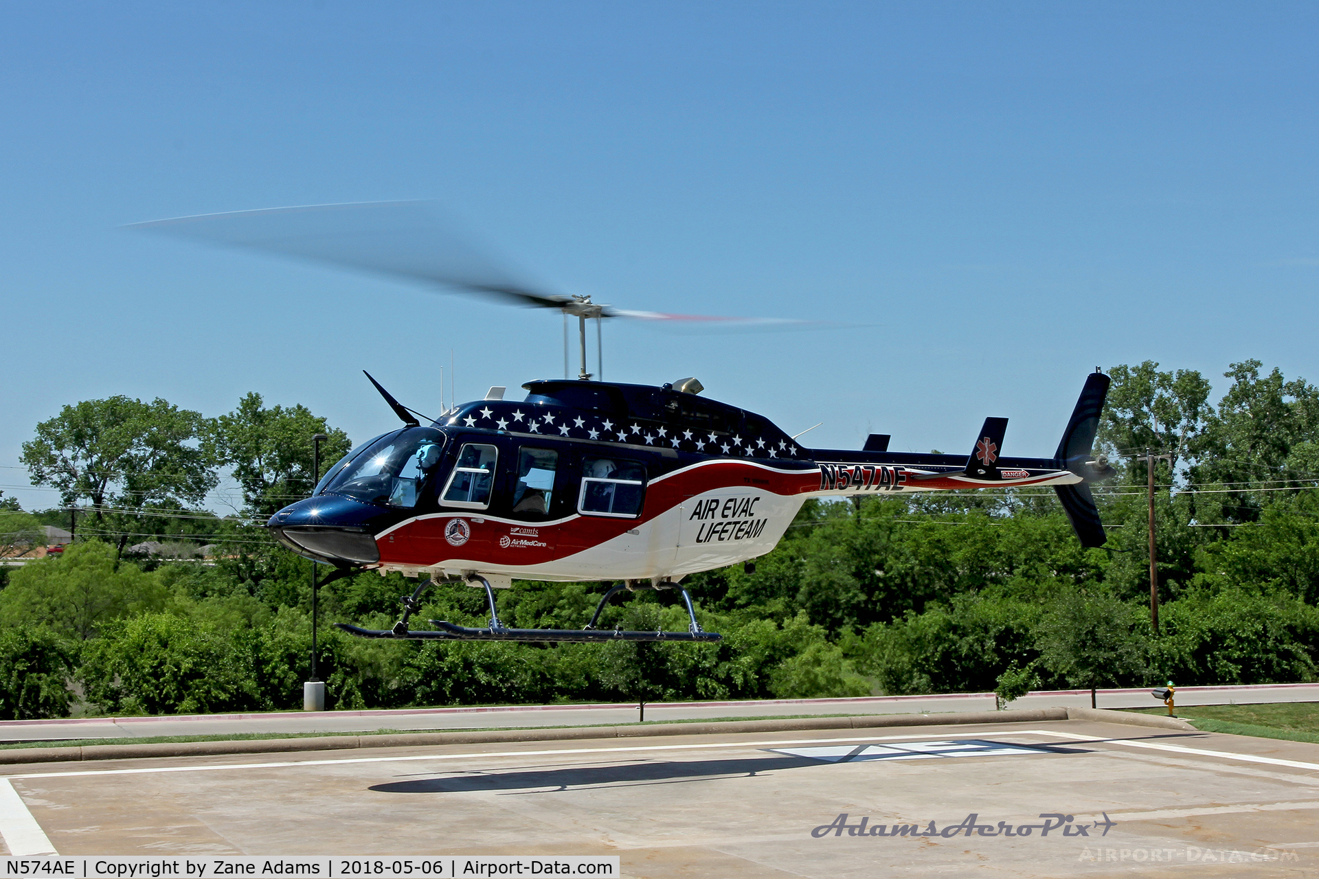 N574AE, 2015 Bell 206L-4 LongRanger IV LongRanger C/N 52476, Departing Lake Granbury Medical Center - Granbury, TX