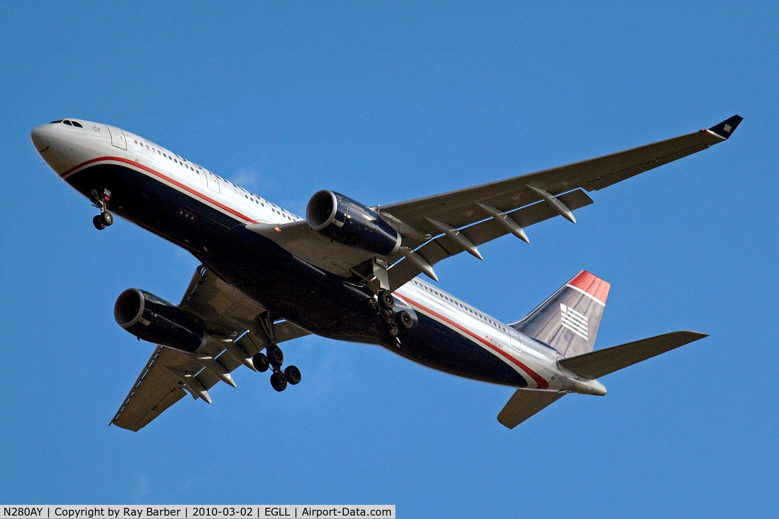 N280AY, 2009 Airbus A330-243 C/N 1022, N280AY   Airbus A330-243 [1022] (US Airways) Home~G 02/03/2010