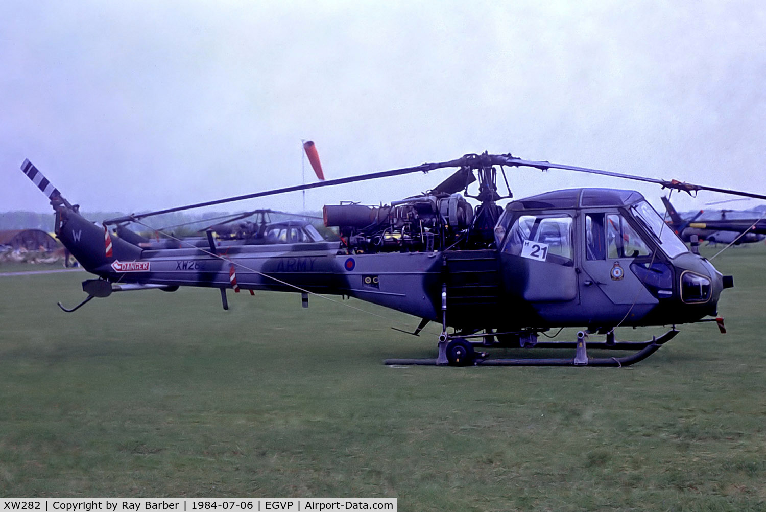 XW282, 1969 Westland Scout AH.1 C/N F9737, XW282   Westland Scout AH.1 [F.9737] (Army Air Corp) AAC Middle Wallop~G 06/07/1984. From a slide.