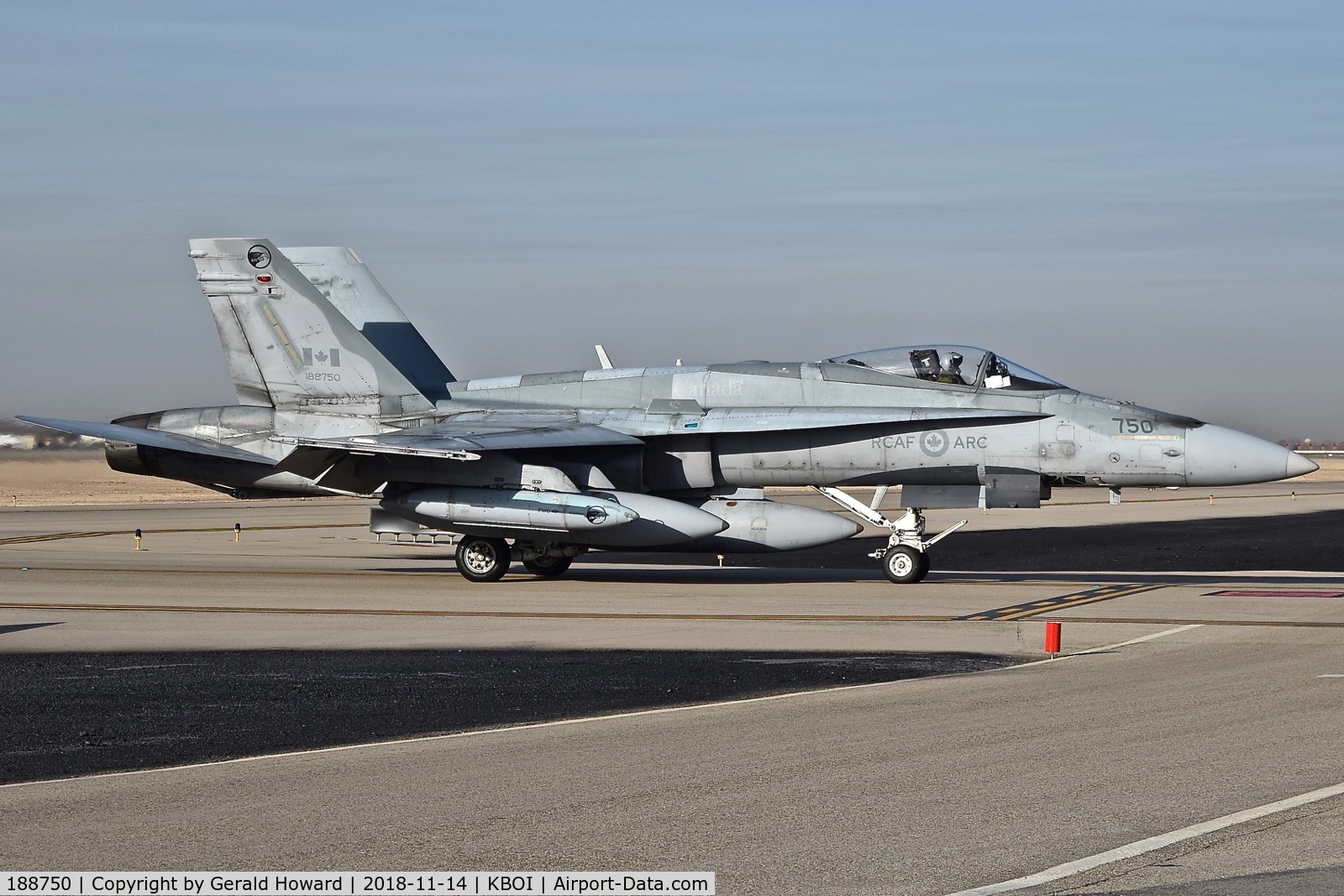 188750, McDonnell Douglas CF-188A Hornet C/N 0237/A188, Taxiing to the north GA ramp. No. 9 Squadron, CB Cold Lake, Alberta, Canada.