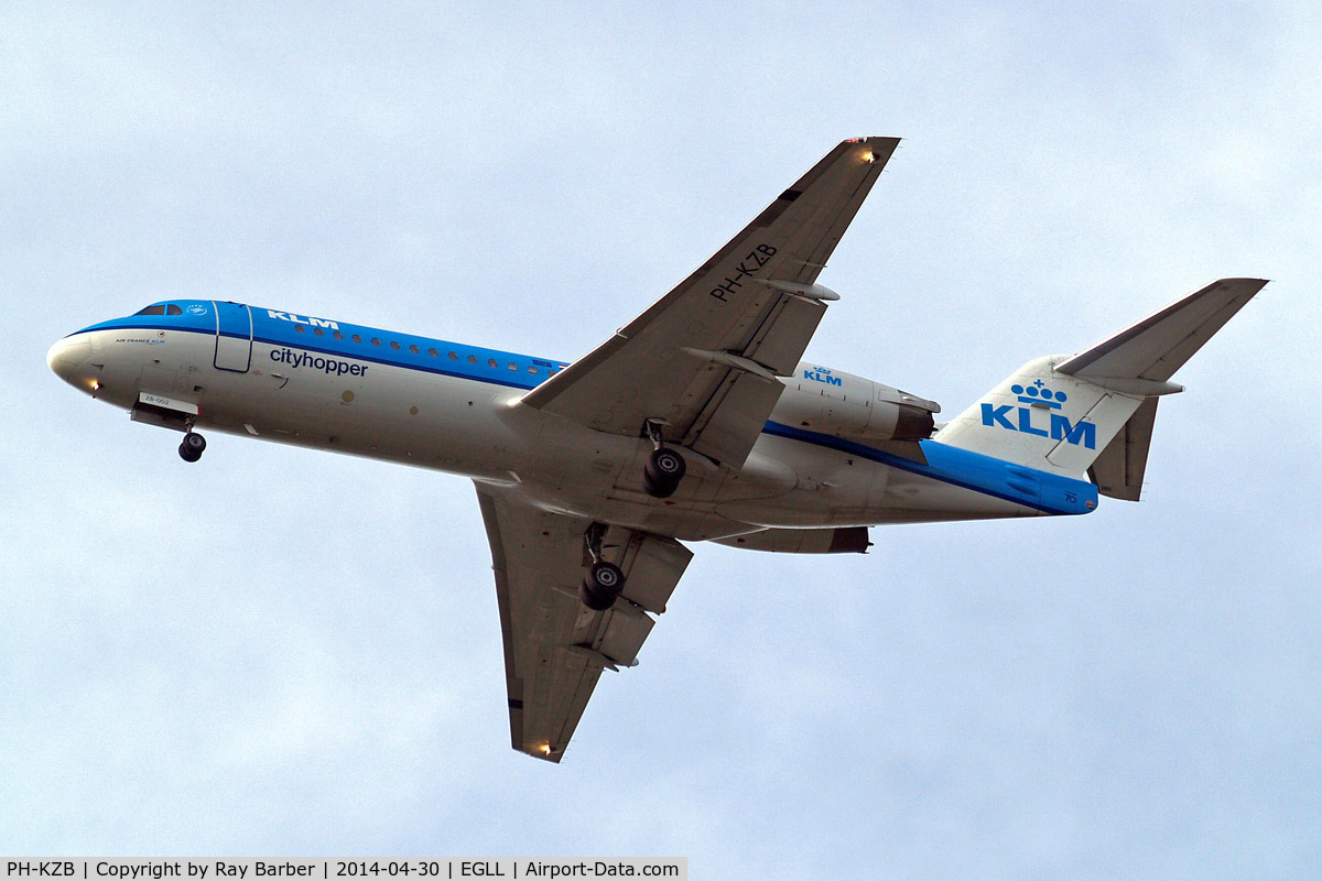 PH-KZB, 1996 Fokker 70 (F-28-070) C/N 11562, PH-KZB   Fokker F-70 [11562] (KLM cityhopper) Home~G 30/04/2014