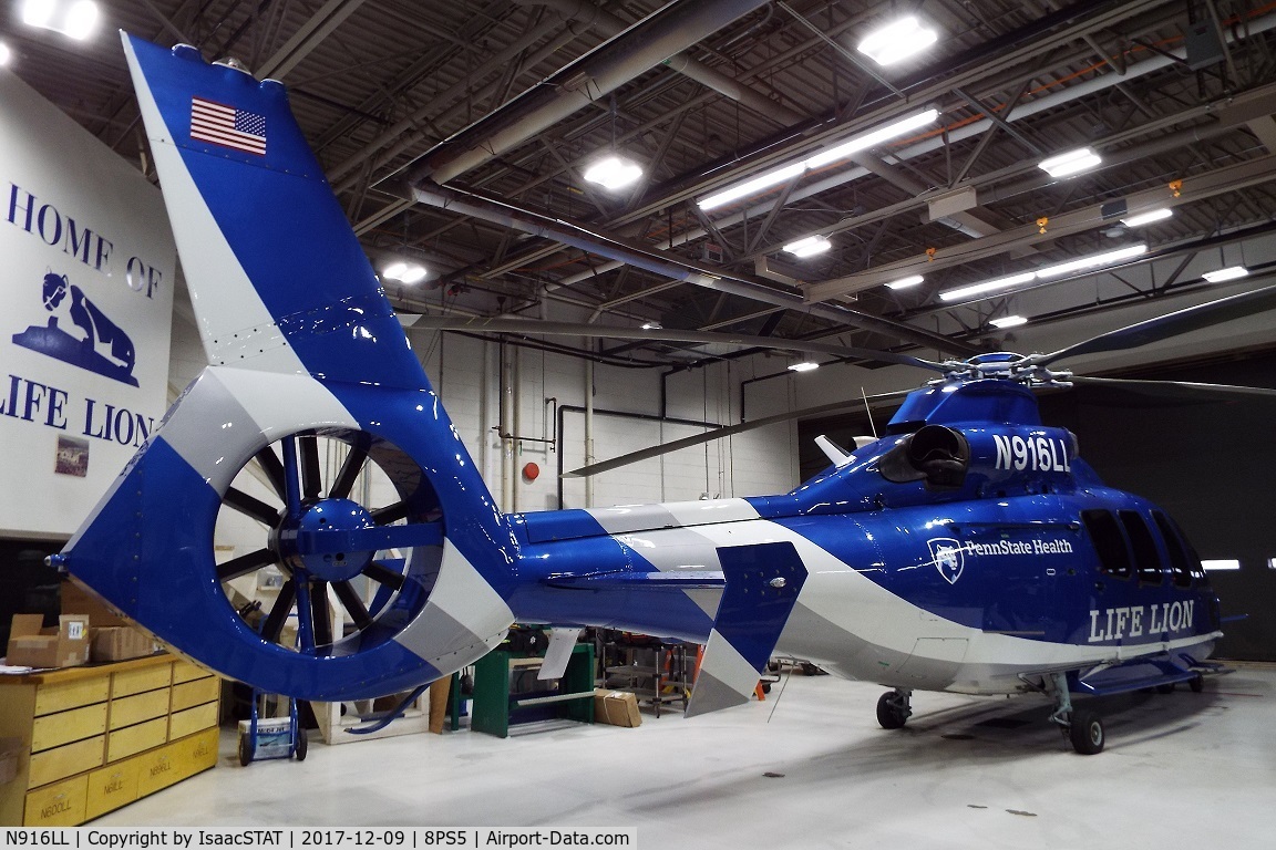 N916LL, 2011 Eurocopter EC-155B-1 C/N 6885, LifeLion's newest bird resting in the hanger.