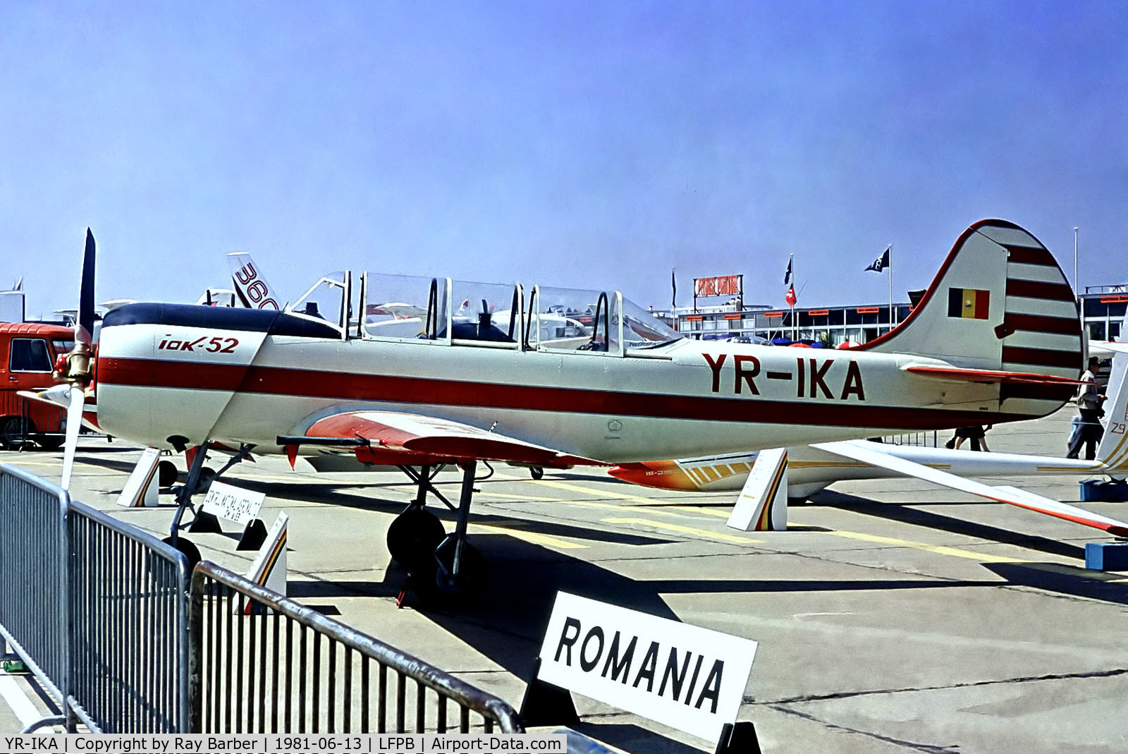 YR-IKA, 1981 Yakovlev Yak- 52 C/N 811413, YR-IKA   Yakovlev Yak-52 [811413] Paris-Le Bourget~F @ 13/06/1981. From a slide.