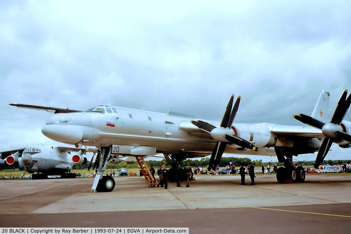 20 BLACK, 1988 Tupolev Tu-95MSM C/N 1000211834108, 20 black   Tupolev TU-95MS Bear H [1000211834108] (Russian Air Force) RAF Fairford~G 24/07/1993