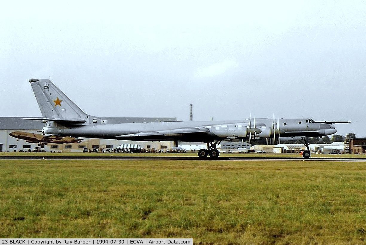 23 BLACK, Tupolev Tu-95MS C/N 34379, 23 black   Tupolev TU-95MS Bear H [1000212834379] (Russian Air Force) RAF Fairford~G 30/07/1994