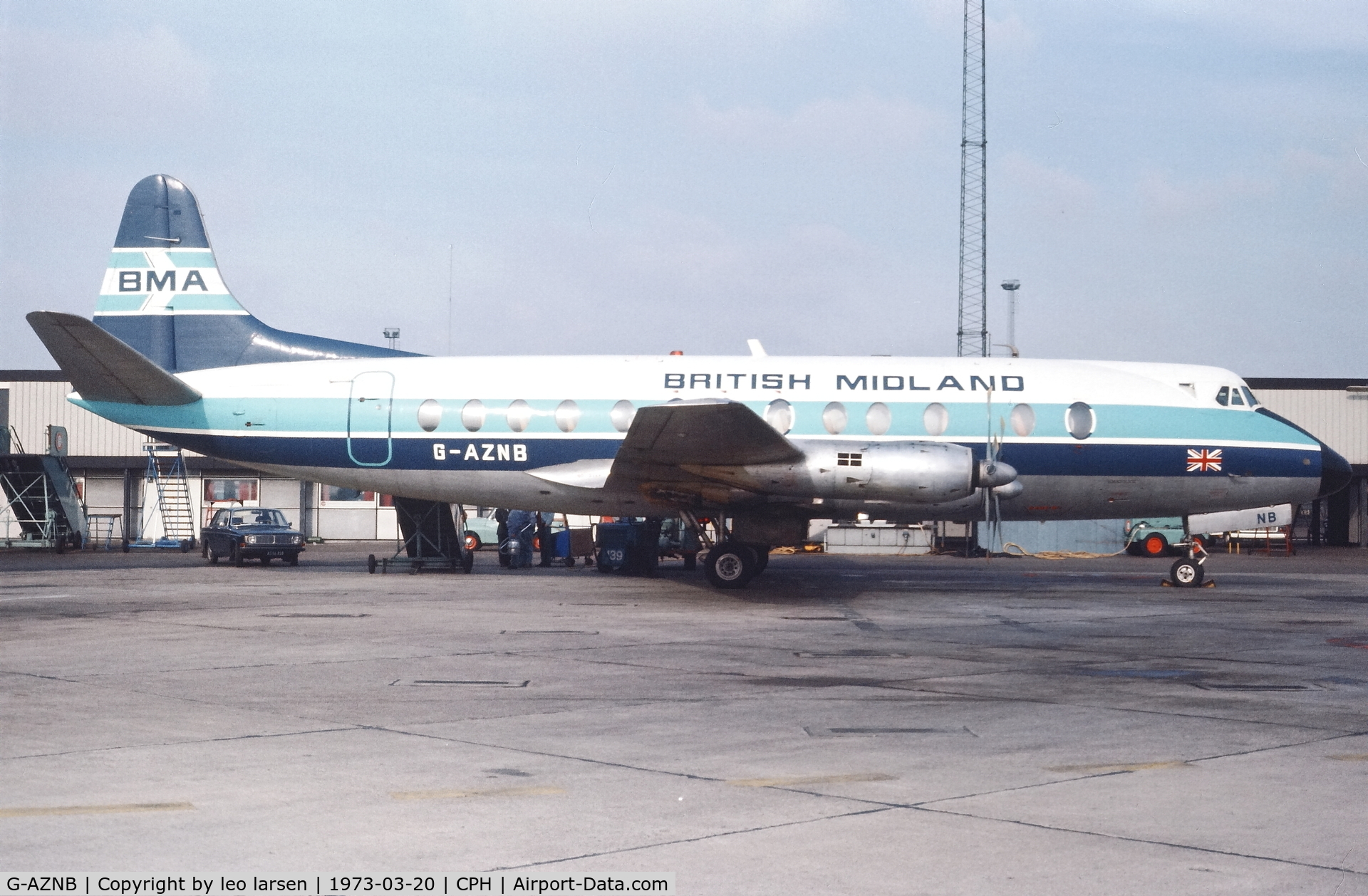 G-AZNB, 1959 Vickers Viscount 813 C/N 351, Copenhagen 20.3.1973