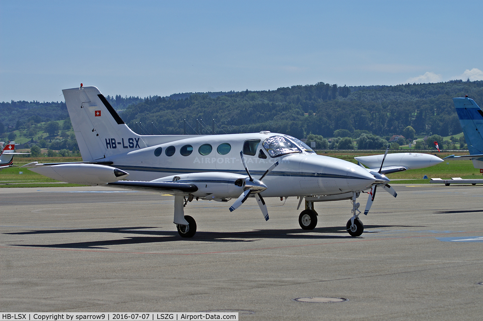 HB-LSX, 1973 Cessna 414 Chancellor C/N 414-0360, Grenchen airport.