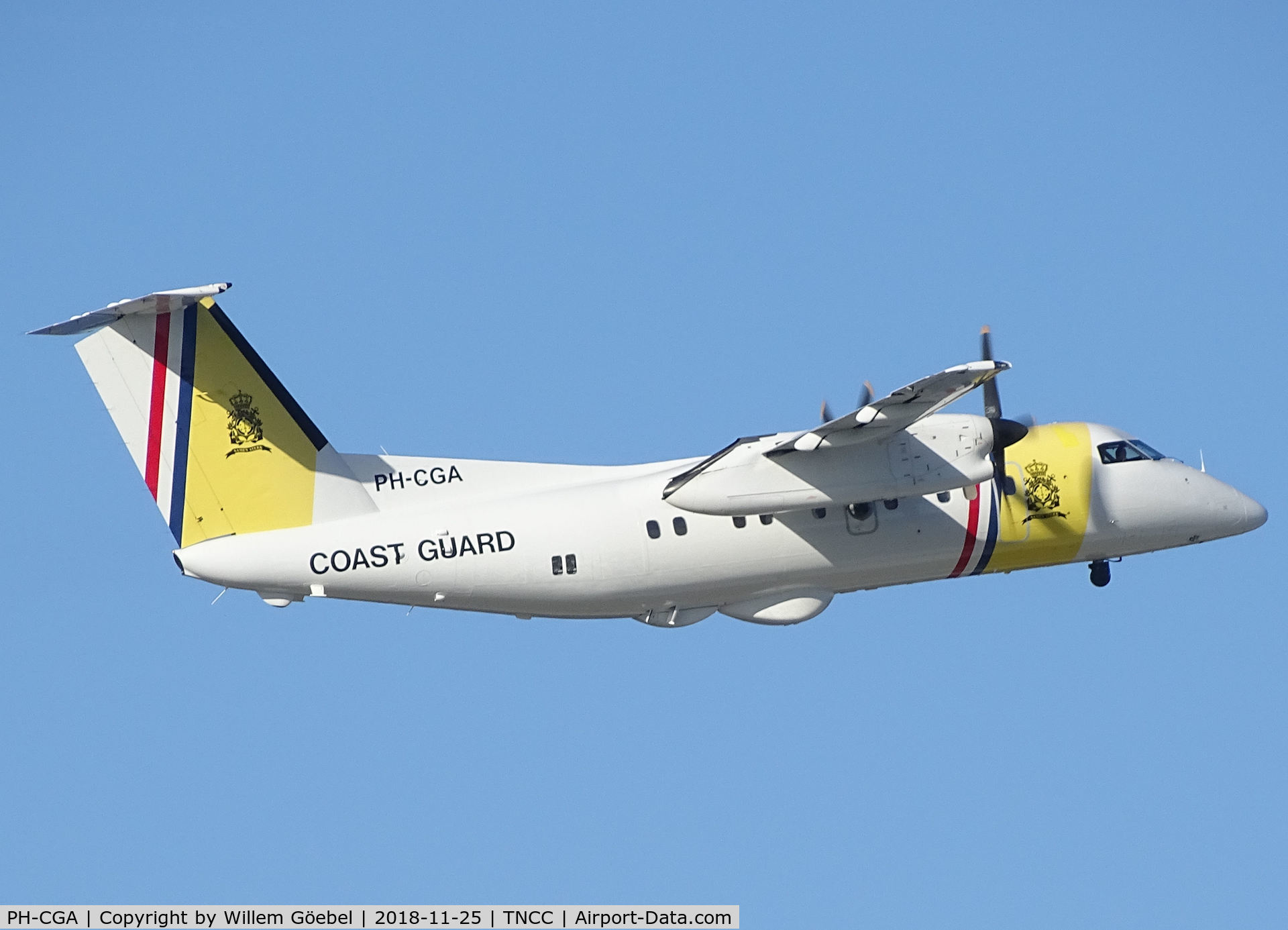 PH-CGA, De Havilland DHC-8-150 C/N 275, Take off from Hato airport Curacao