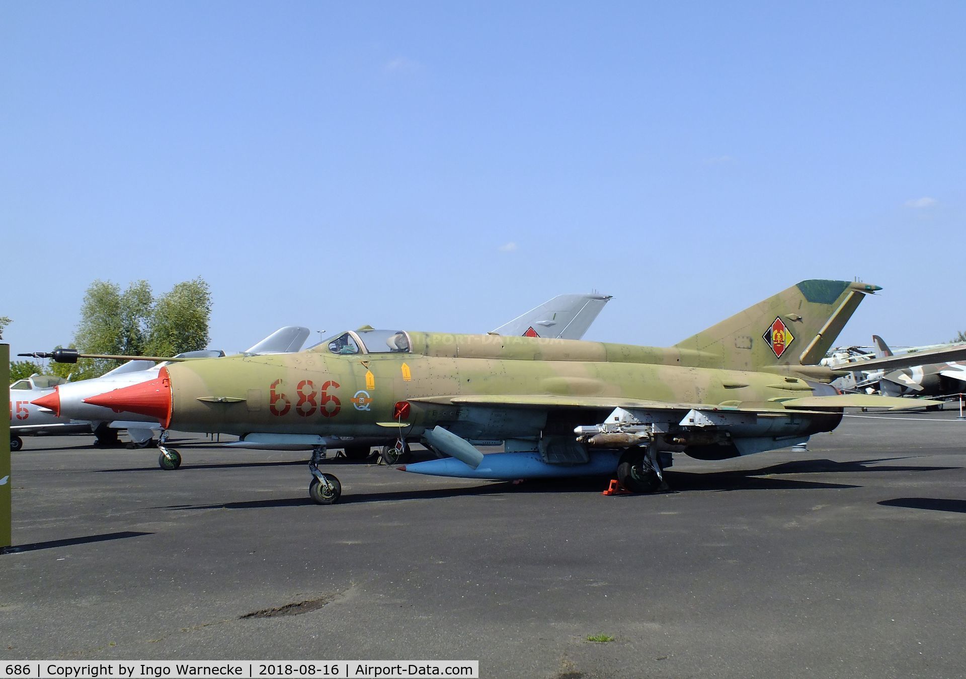 686, Mikoyan-Gurevich MiG-21MF C/N 6301, Mikoyan i Gurevich MiG-21MF FISHBED-J at the Luftwaffenmuseum (German Air Force museum), Berlin-Gatow