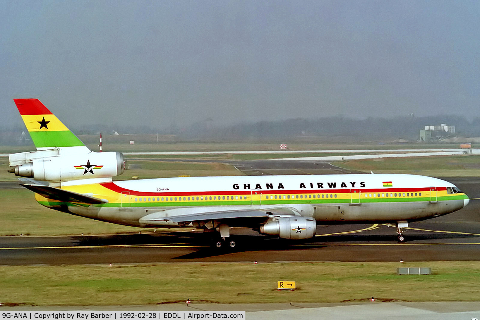 9G-ANA, 1983 McDonnell Douglas DC-10-30 C/N 48286, 9G-ANA   McDonnell-Douglas DC-10-30 [48286] (Ghana Airways) Dusseldorf Int'l~D 28/02/1992