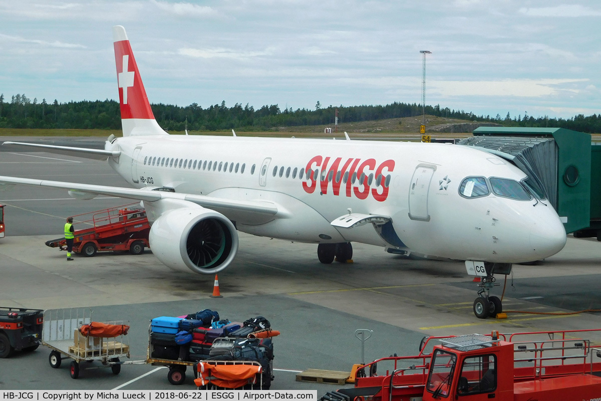 HB-JCG, 2017 Bombardier CSeries CS300 (BD-500-1A11) C/N 55020, At Gothenburg