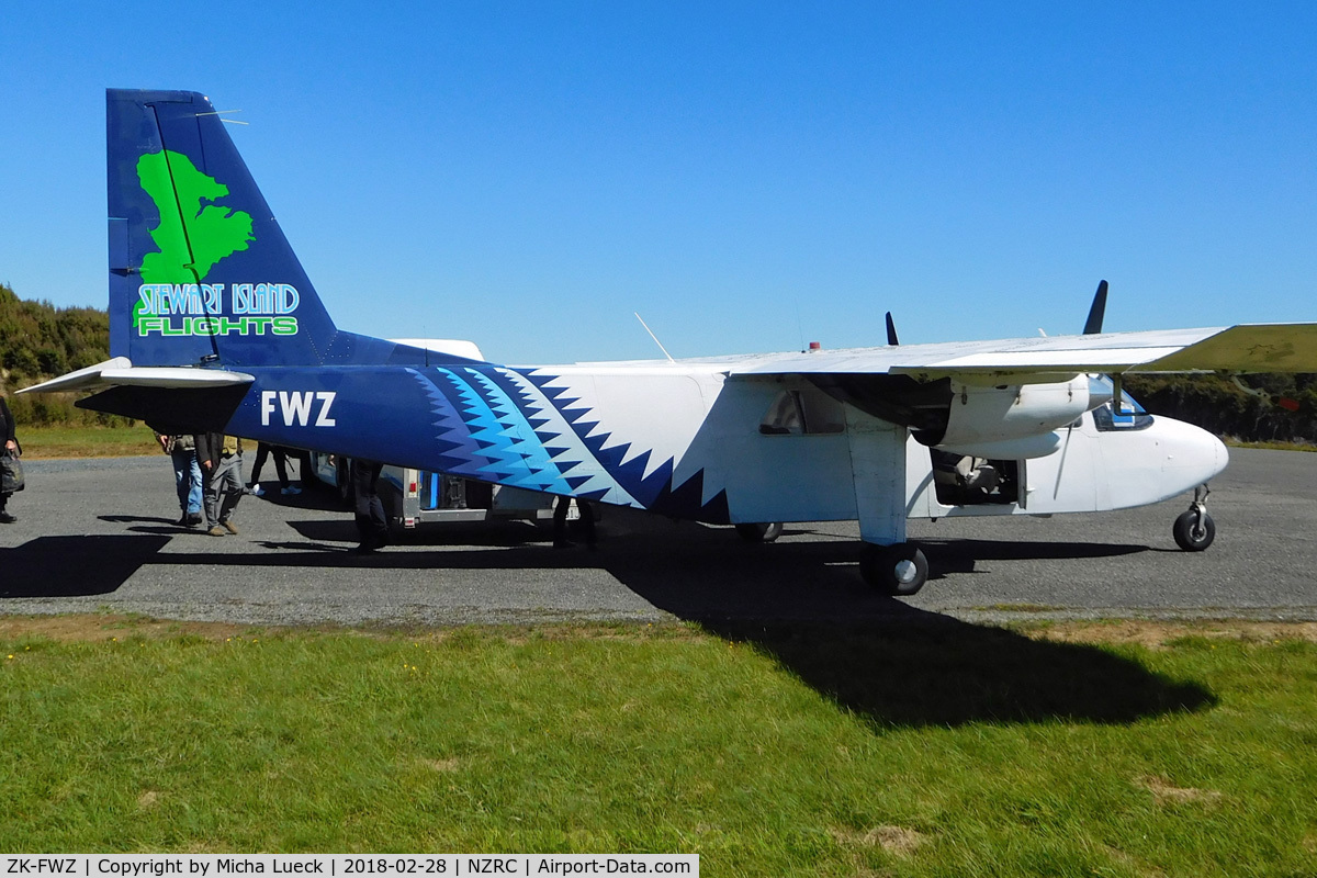 ZK-FWZ, Britten-Norman BN-2A-26 Islander C/N 52, Boarding for the short hop to Invercargill