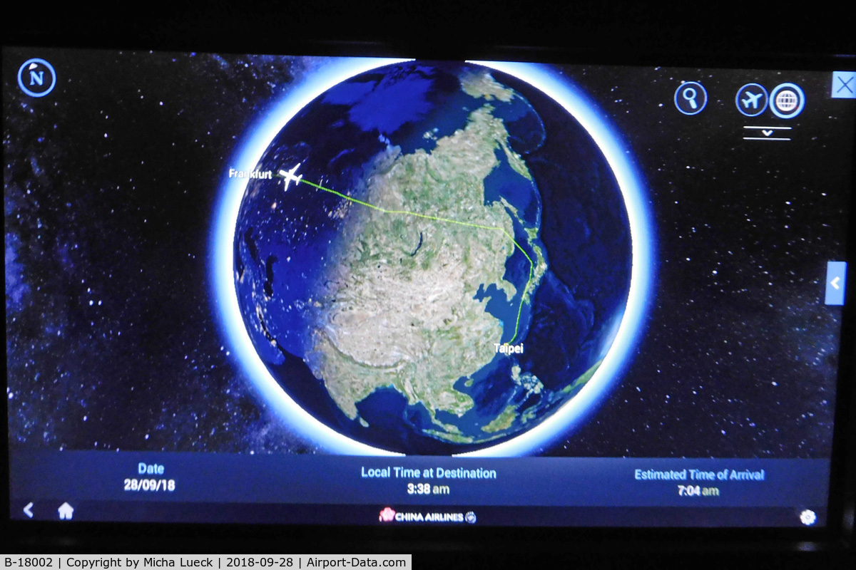 B-18002, 2015 Boeing 777-309/ER C/N 43980, Interesting routing. On the way back it was almost the opposite: First well South, and then East (TPE-FRA)