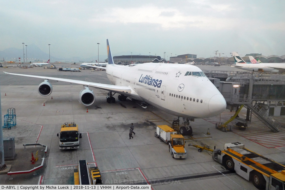 D-ABYL, 2014 Boeing 747-830 C/N 37836, At Hong Kong