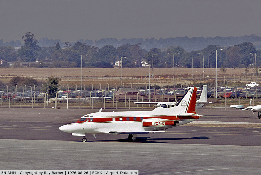5N-AMM, 1974 Rockwell International NA-265-80 Sabreliner C/N 380-17, 5N-AMM   Rockwell Sabreliner 80A [380-17] Gatwick~G 26/08/1976