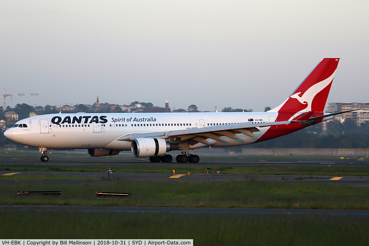 VH-EBK, 2008 Airbus A330-202 C/N 945, in from MEL