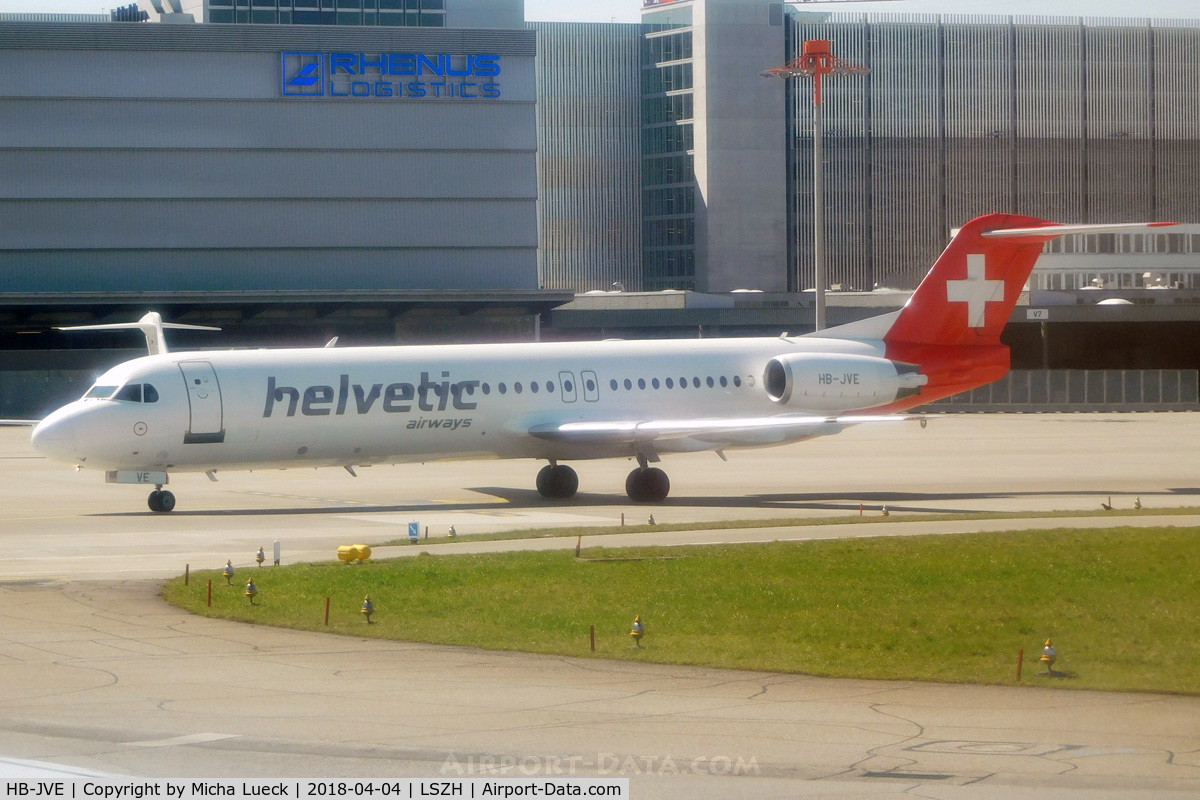 HB-JVE, 1993 Fokker 100 (F-28-0100) C/N 11459, At Zurich