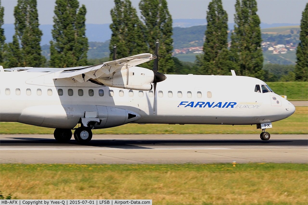 HB-AFX, 1991 ATR 72-202(F) C/N 265, ATR 72-202(F), Landing rwy 15, Bâle-Mulhouse-Fribourg airport (LFSB-BSL)