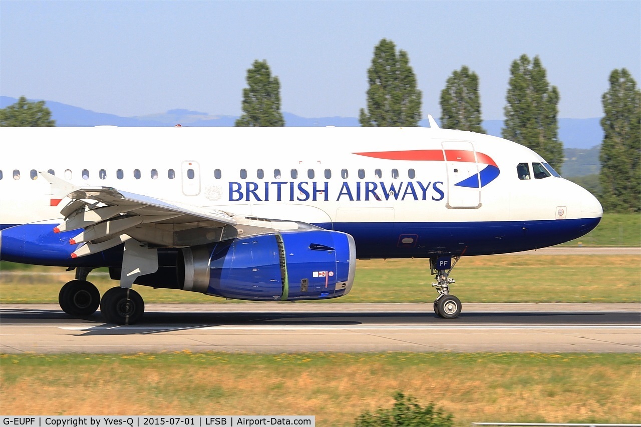 G-EUPF, 2000 Airbus A319-131 C/N 1197, Airbus A319-131, Landing rwy 15, Bâle-Mulhouse-Fribourg airport (LFSB-BSL)