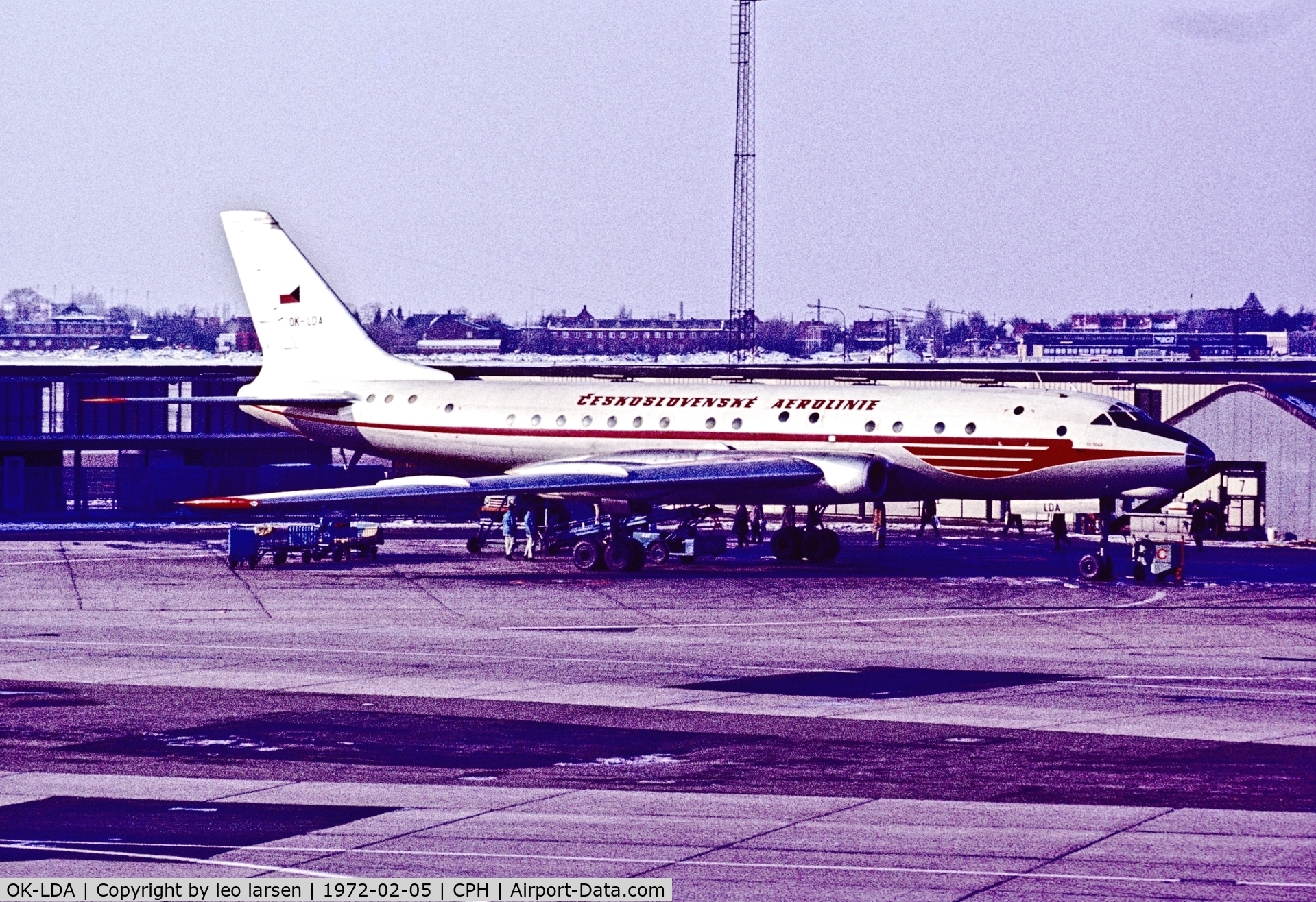 OK-LDA, 1957 Tupolev Tu-104A C/N 76600503, Copenhagen 5.2.1972