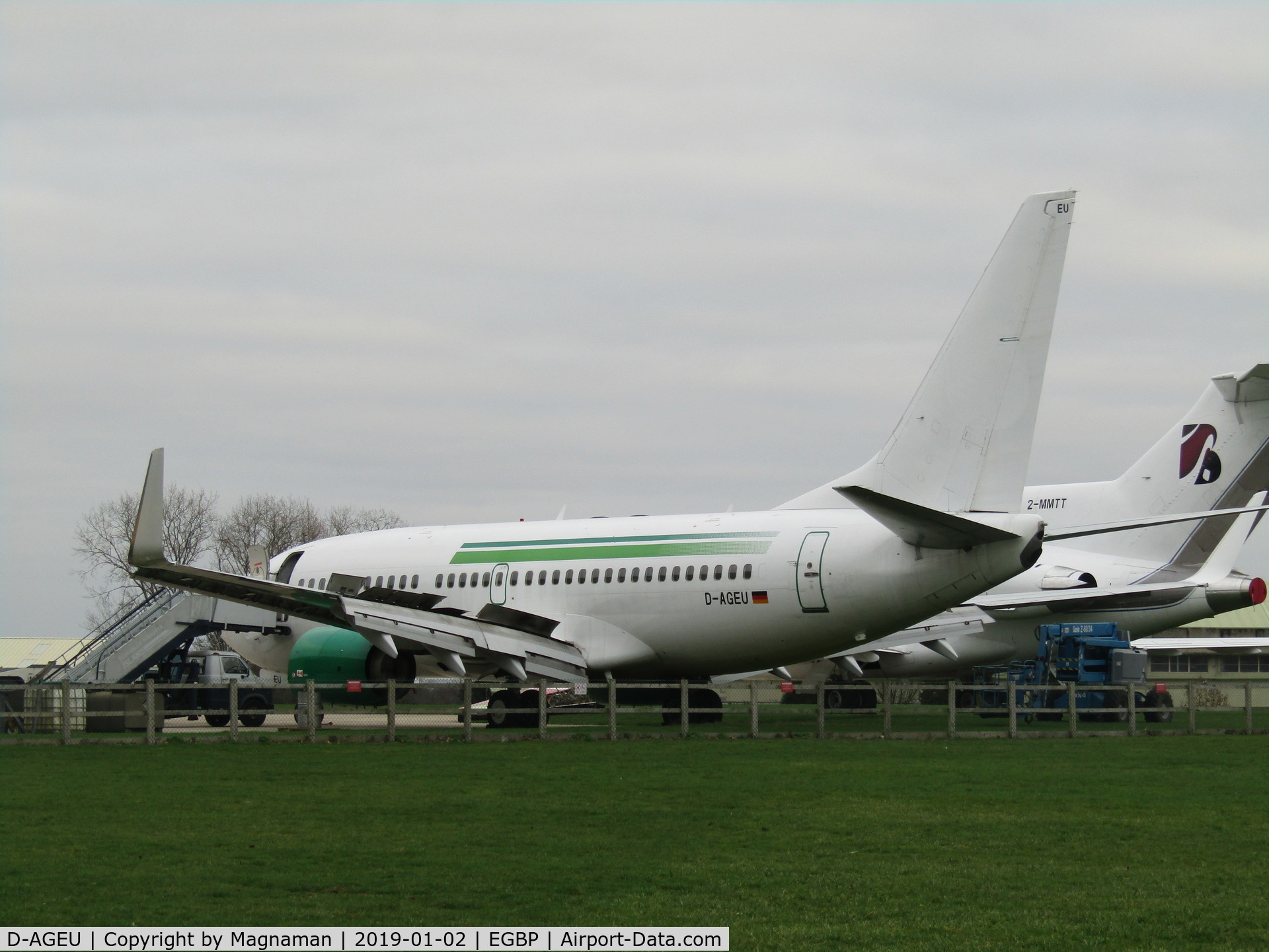 D-AGEU, 1998 Boeing 737-75B C/N 28104, one of three at Kemble today