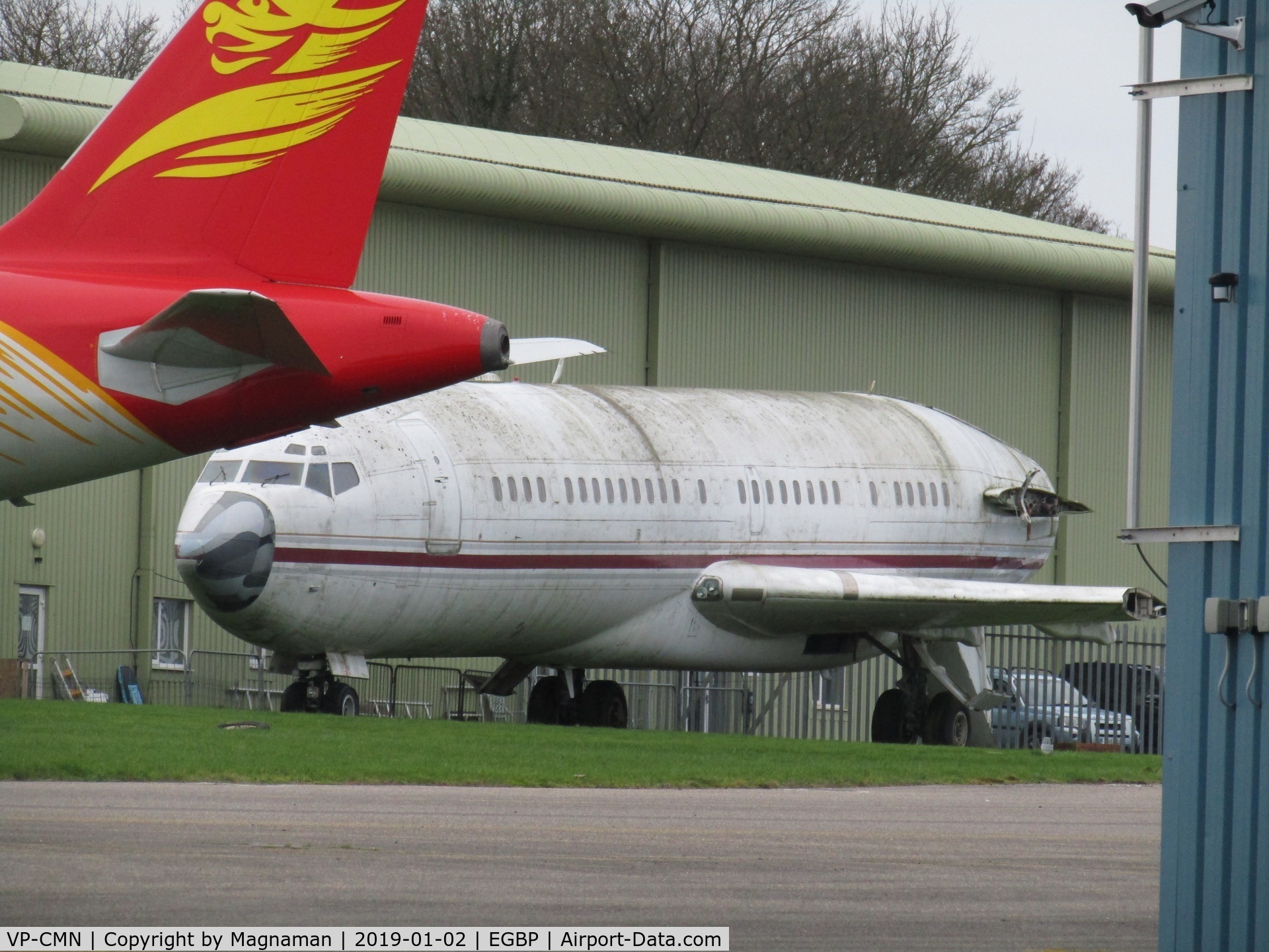 VP-CMN, 1967 Boeing 727-46 C/N 19282, still at Kemble - looks like no longer used as a cabin trainer