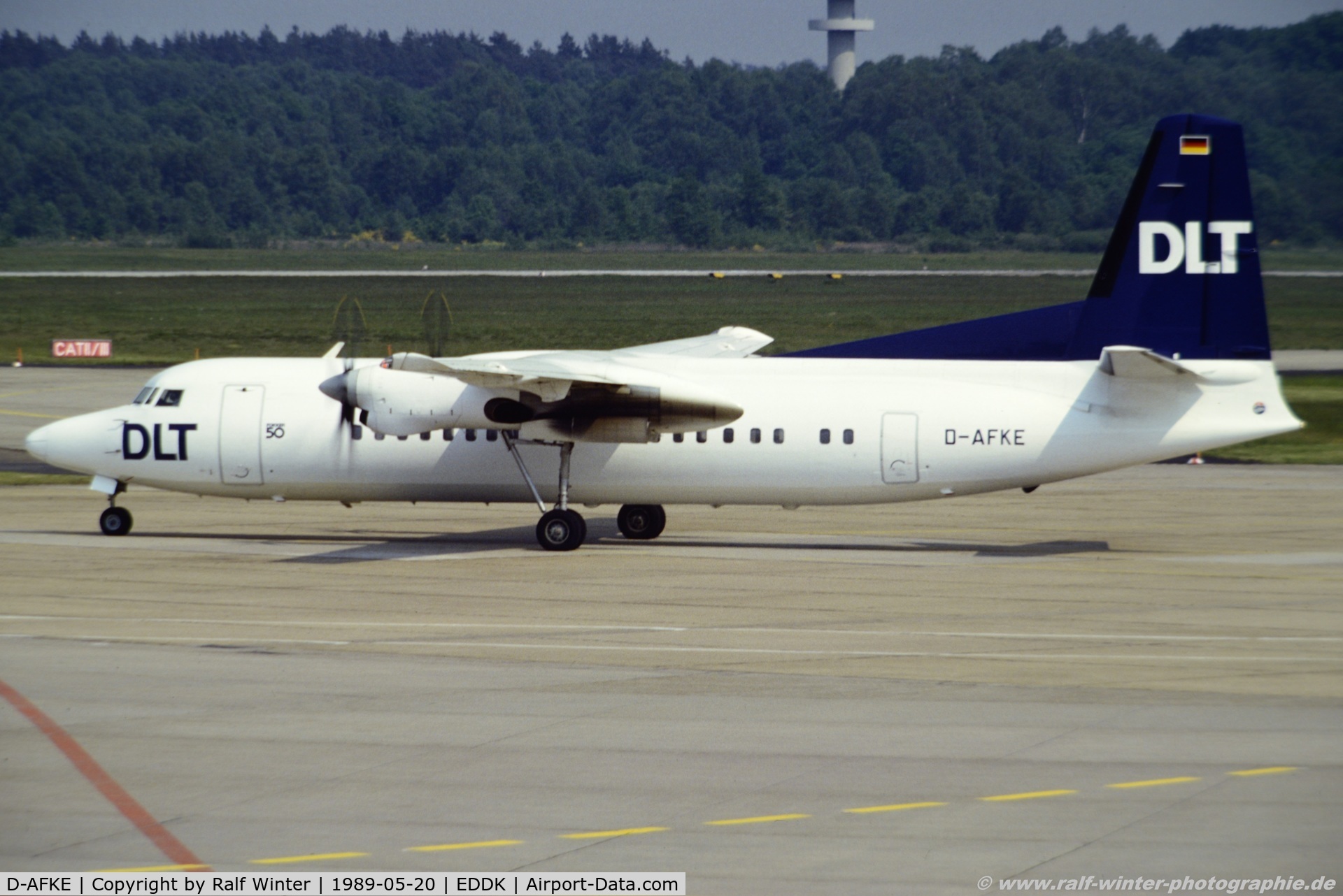 D-AFKE, 1988 Fokker 50 C/N 20133, Fokker F50 F-27-050 - DW DLT DLT - 20133- D-AFKE - 20.05.1989 - CGN