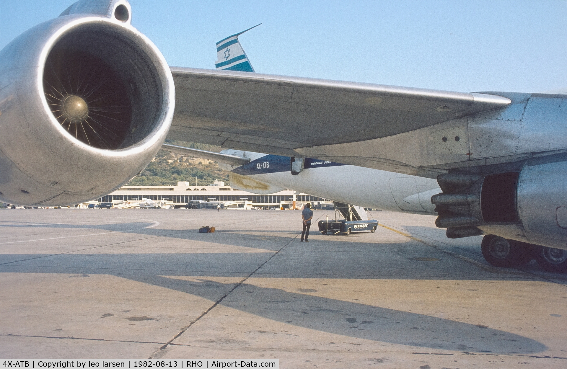 4X-ATB, 1961 Boeing 707-458 C/N 18071, Rhodos 13.8.1982 B-707 with Rolls-Royce  Conway 508 jet-engines.