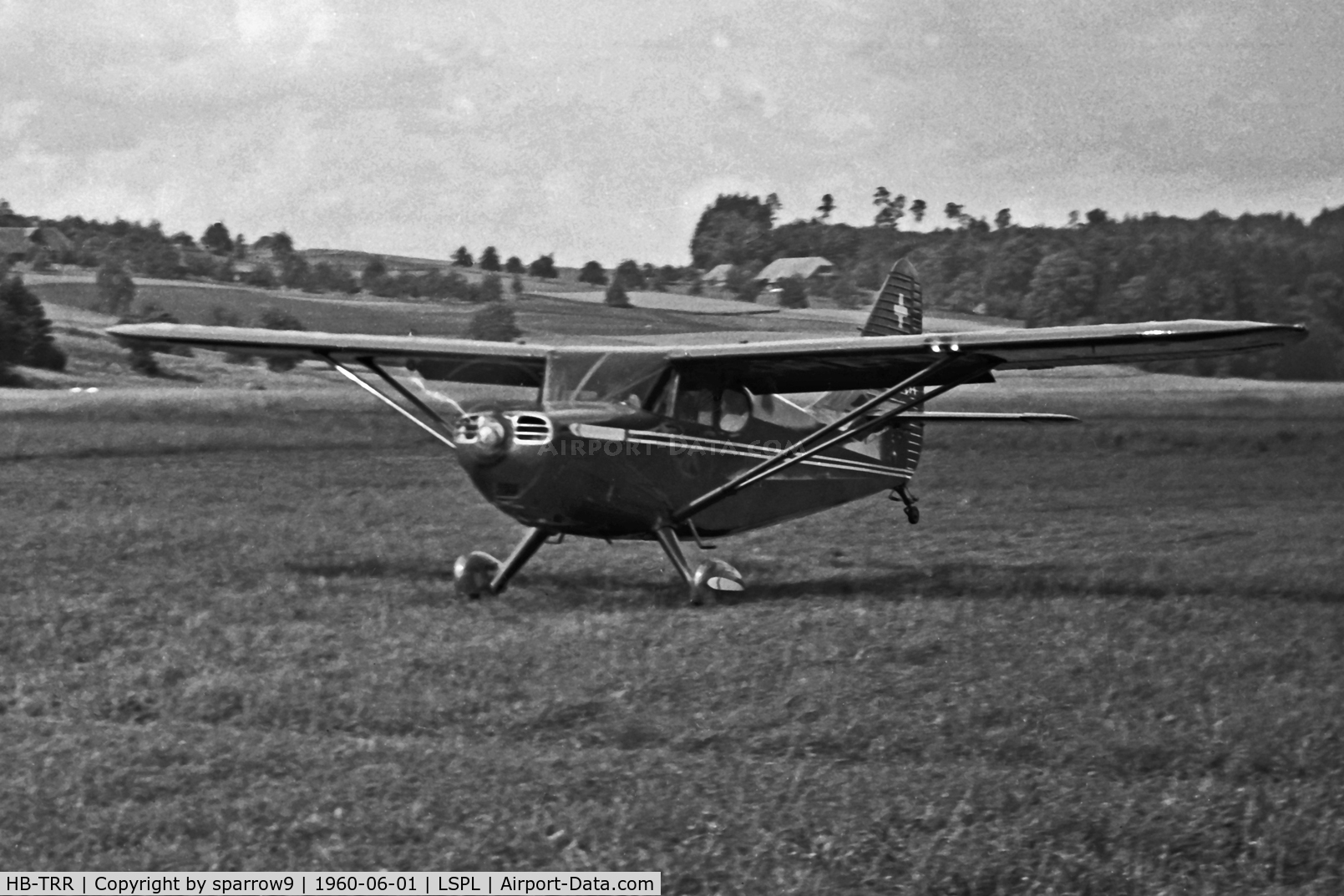 HB-TRR, 1947 Stinson 108-3 Voyager Voyager C/N 108-3920, At Langenthal-Bleienbach airfield in the sixties.