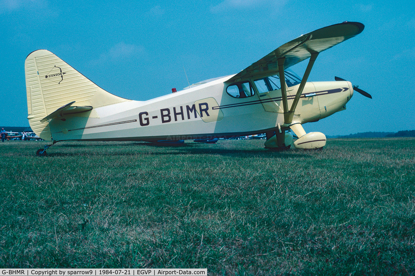G-BHMR, 1948 Stinson Flying Station Wagon C/N 108-4352, Air-Britain Rally at Middle-Wallop. Scanned from a slide.