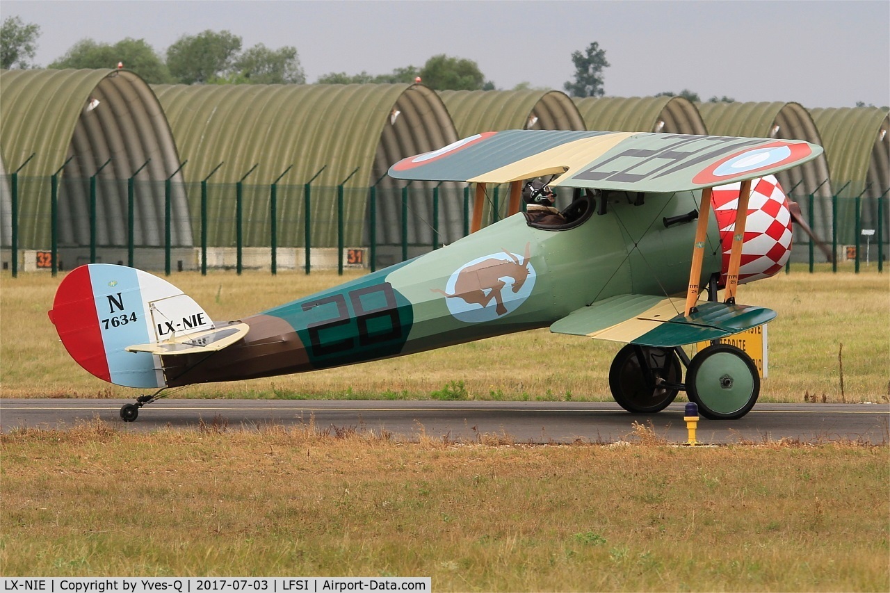 LX-NIE, 2011 Nieuport 28 C.1 Replica C/N 100, Nieuport 28 C.1 Replica, Taxiing to holding point, St Dizier-Robinson Air Base 113 (LFSI) Open day 2017