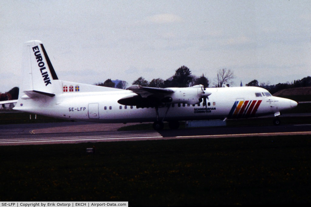 SE-LFP, 1990 Fokker 50 C/N 20199, SE-LFP taking off rw 04R