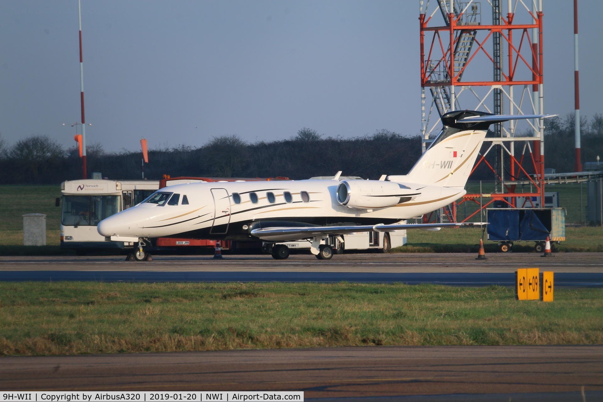 9H-WII, 1998 Cessna 650 Citation VII C/N 650-7090, Parked on stand 7 at Norwich