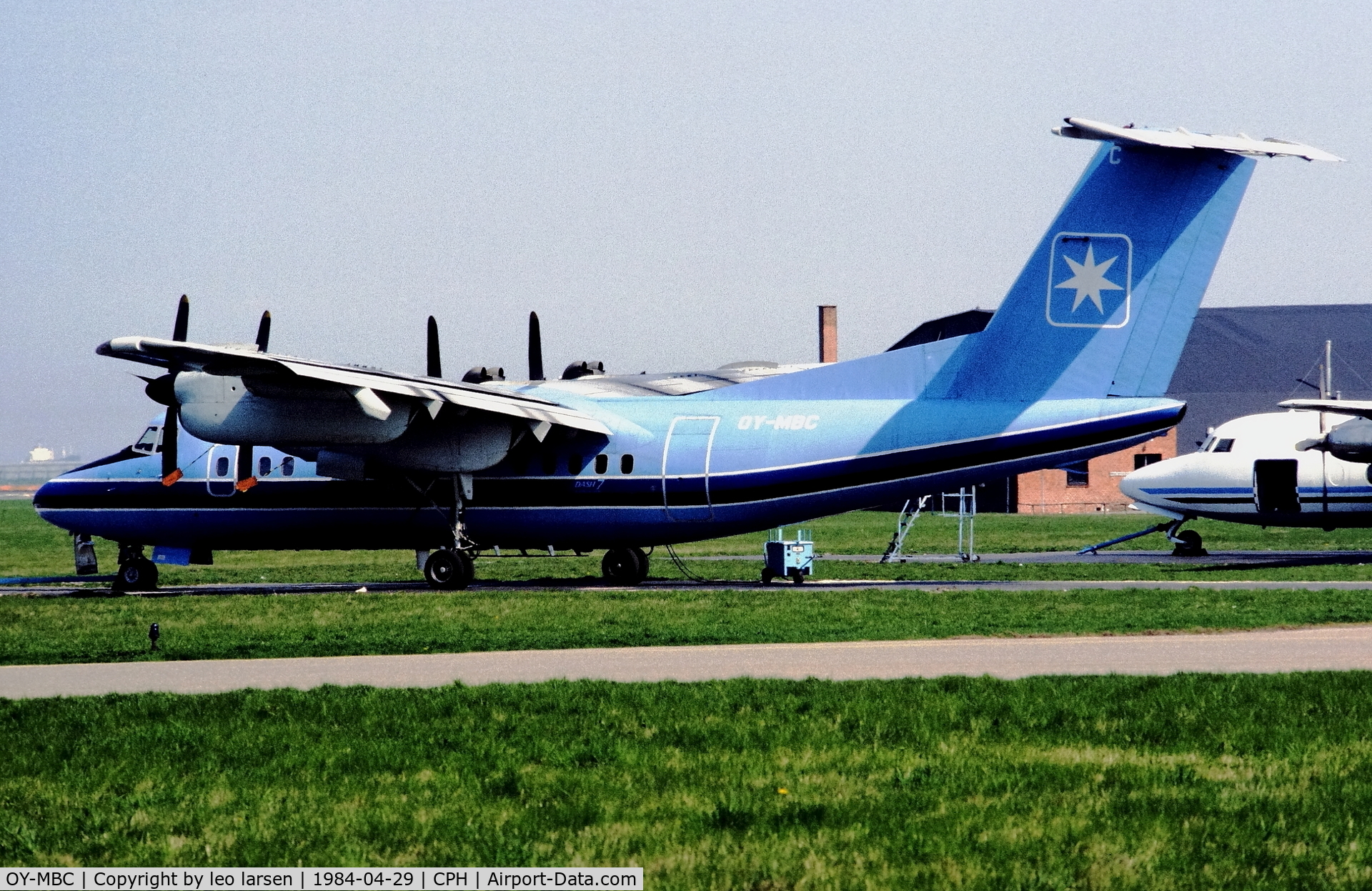 OY-MBC, 1981 De Havilland Canada DHC-7-102 Dash 7 C/N 45, Copenhagen 29.4.1984