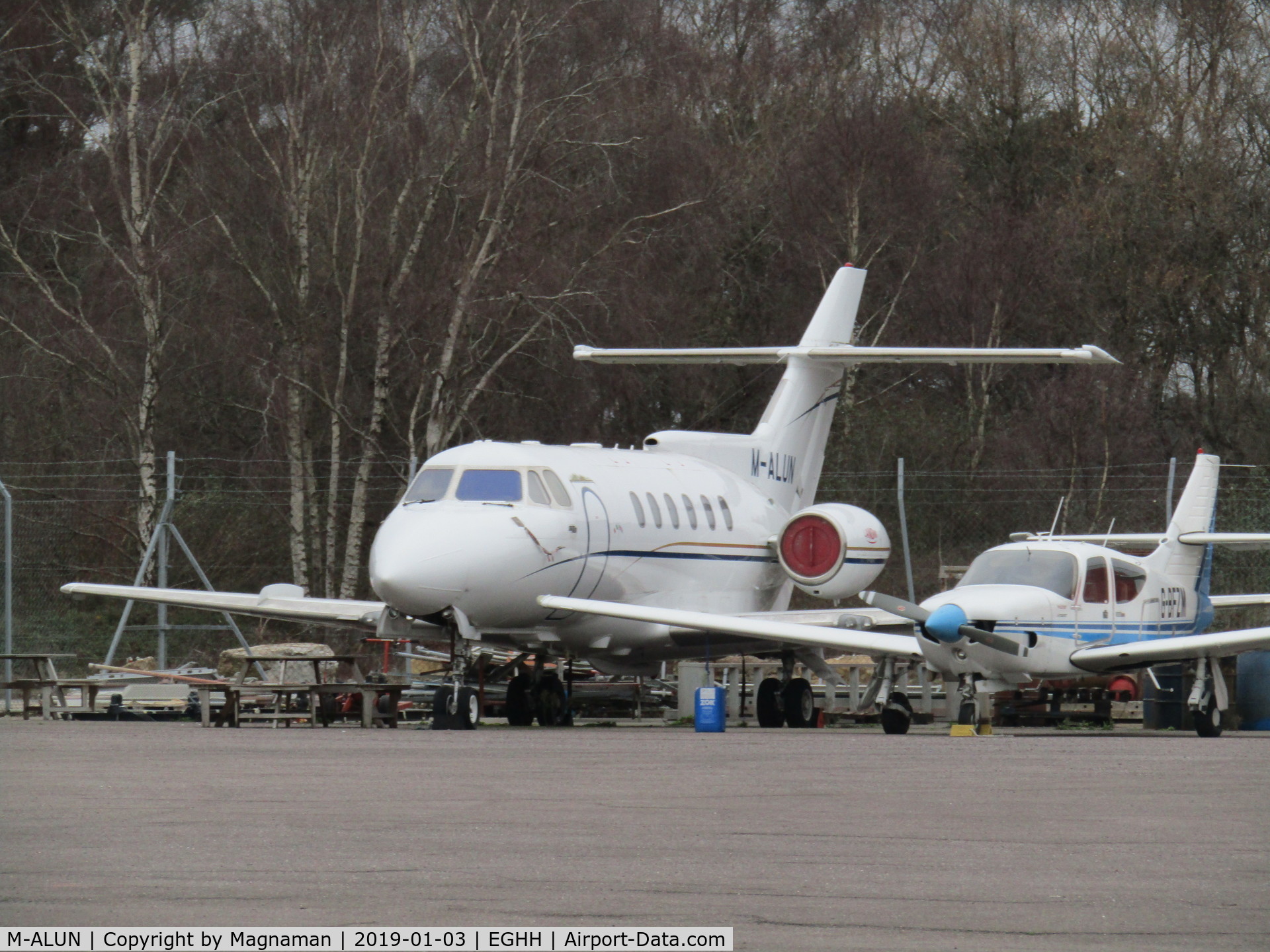 M-ALUN, 1980 British Aerospace HS.125-700A C/N 257075, nice 125 hiding in corner at Hurn - always worth a visit for biz or second hand 737s