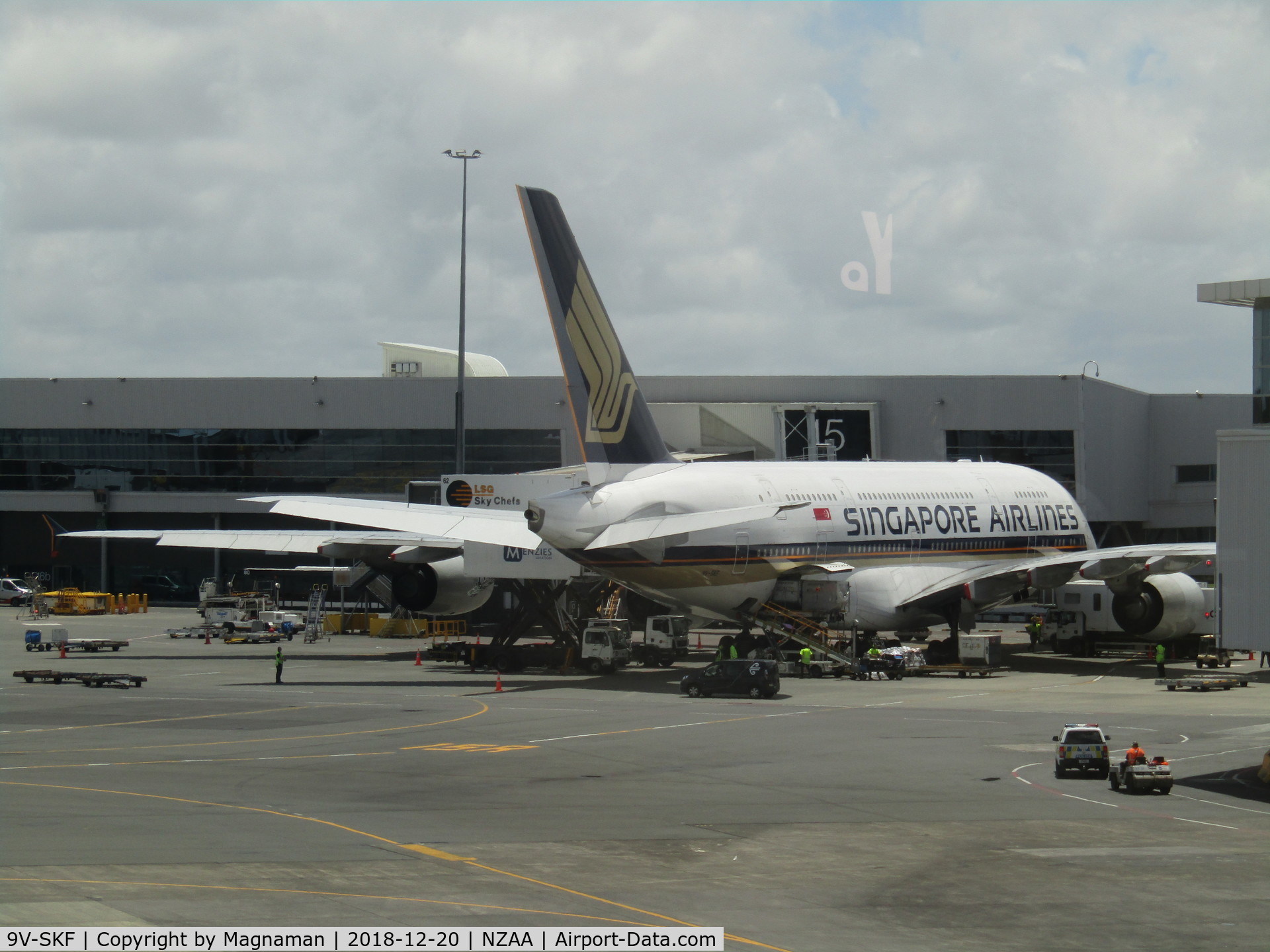 9V-SKF, 2008 Airbus A380-841 C/N 012, on stand at AKL