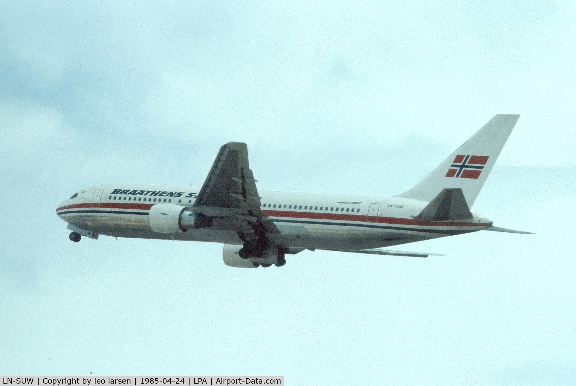 LN-SUW, 1984 Boeing 767-205 C/N 23058, Las Palmas 24.4.1985