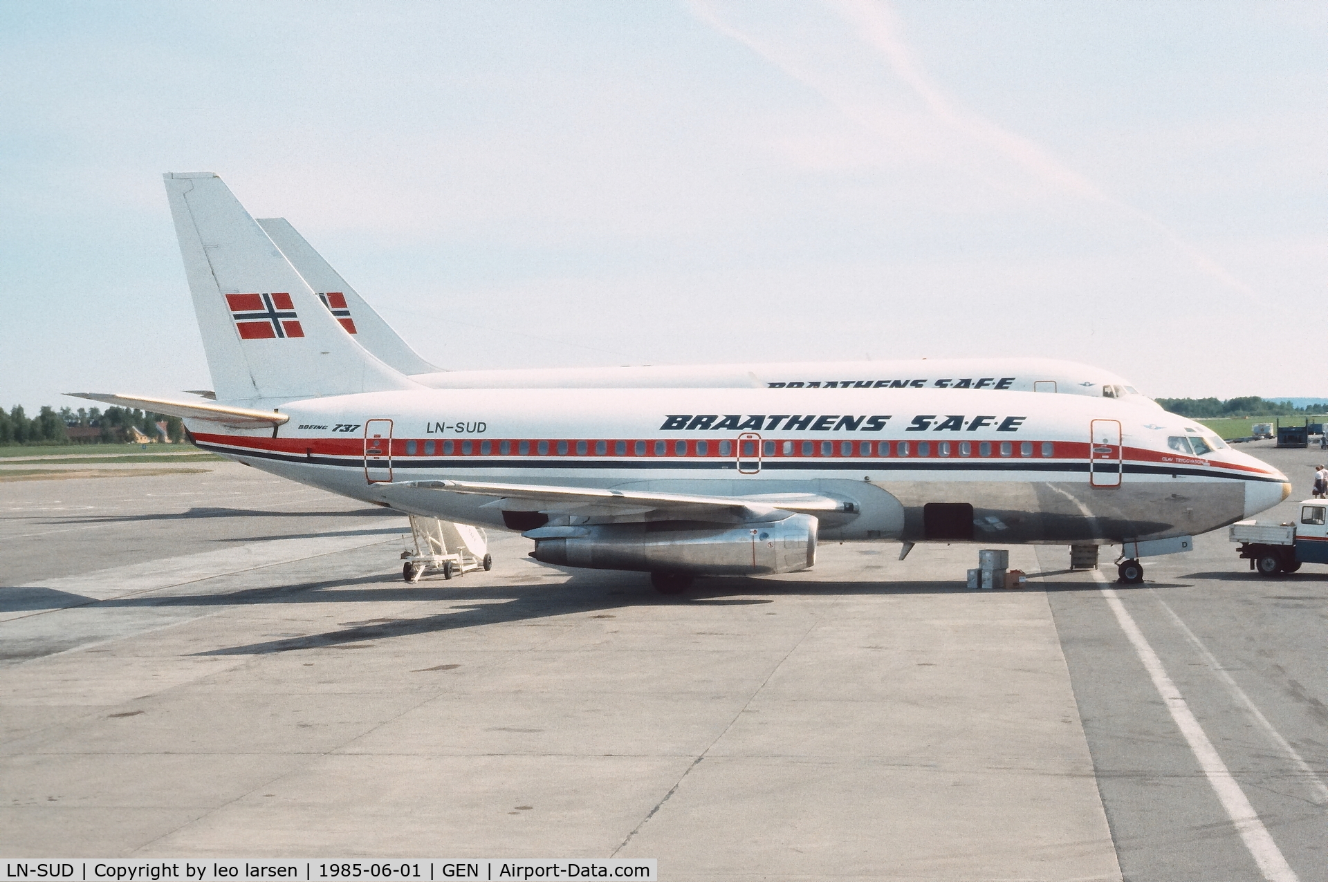 LN-SUD, 1973 Boeing 737-205 C/N 20711, Oslo Gardermoen 1.6.1985