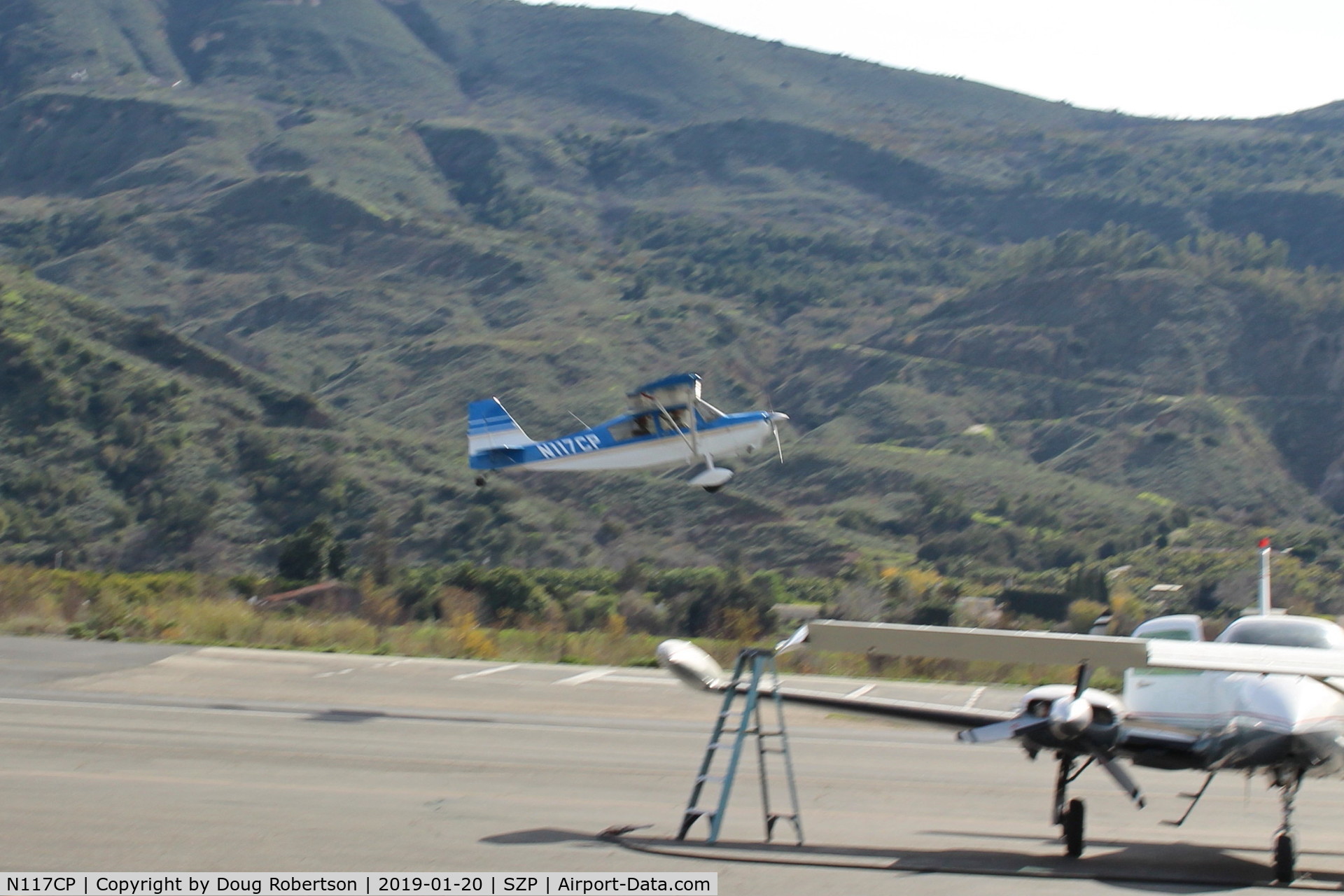 N117CP, American Champion 7GCBC Citabria C/N 1275-99, 1999 American Champion 7GCBC CITABRIA, Lycoming O-320 150 Hp, takeoff climb Rwy 22