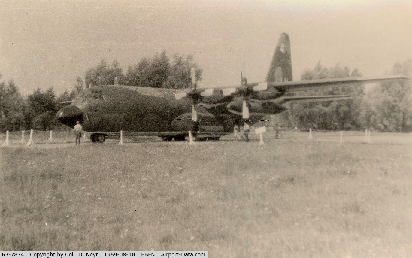 63-7874, 1963 Lockheed C-130E Hercules C/N 382-3944, 63-7874 tail code LN at Koksijde airshow in 1969.