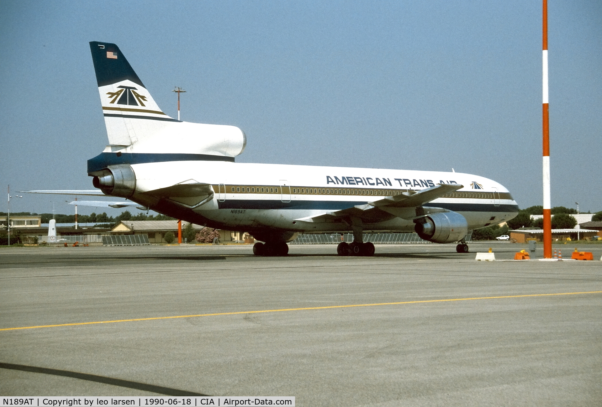 N189AT, 1974 Lockheed L-1011-385-1 TriStar 1 C/N 193C-1081, Rom Ciampino 18.6.90