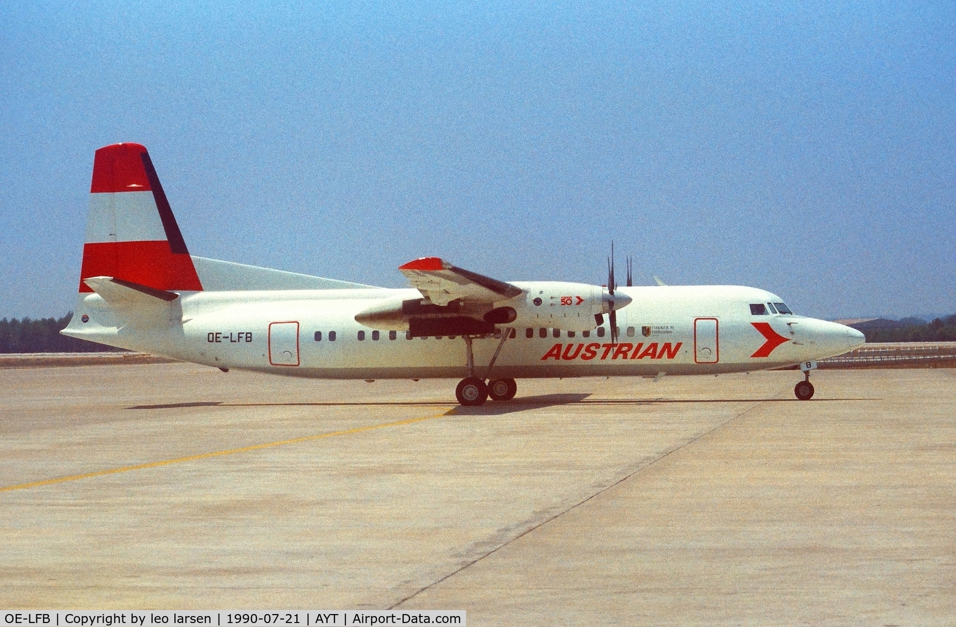 OE-LFB, 1988 Fokker 50 C/N 20123, Antalya 21.7.1990
