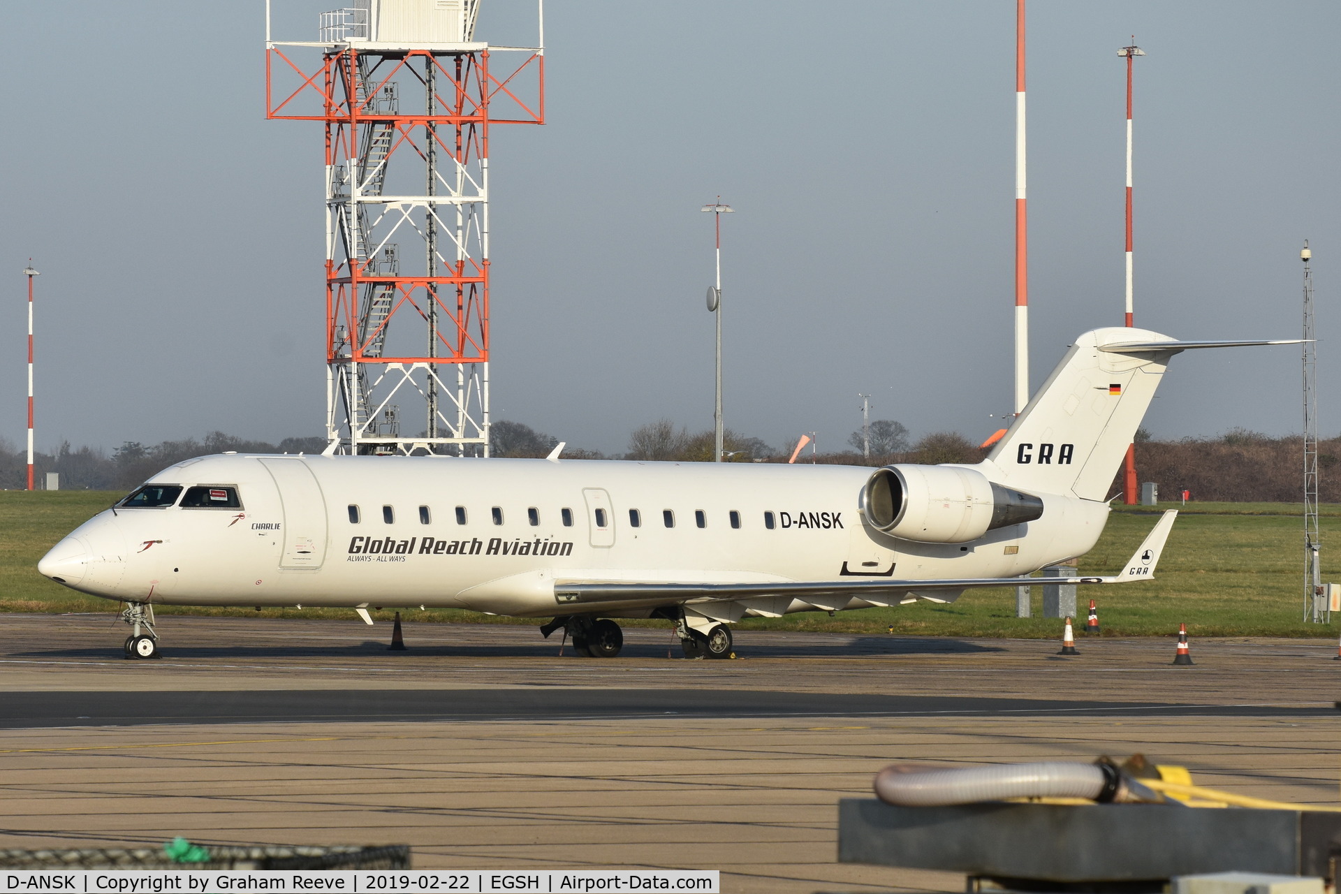 D-ANSK, 1993 Canadair CRJ-100LR (CL-600-2B19) C/N 7015, Parked at Norwich.