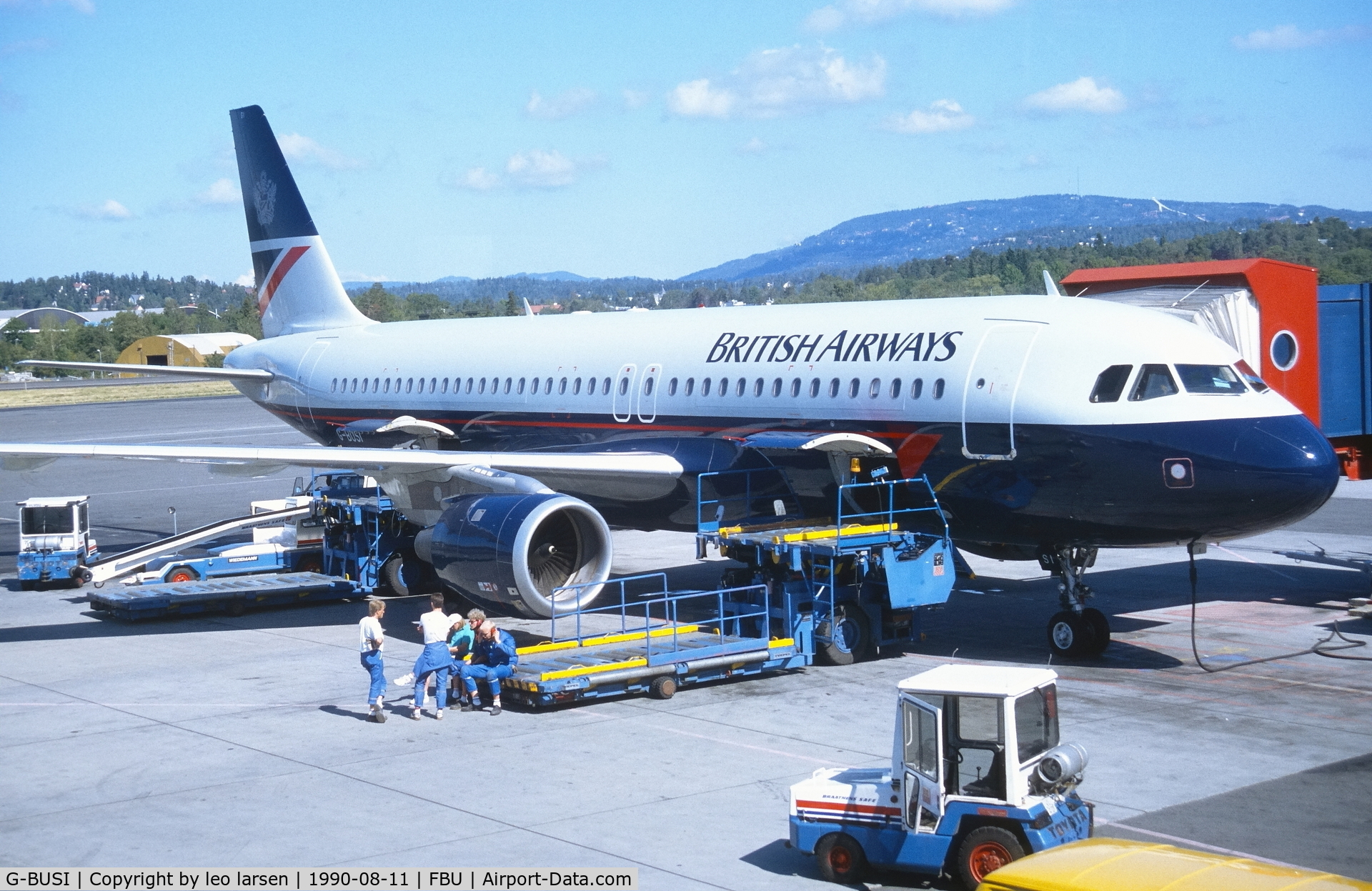 G-BUSI, 1990 Airbus A320-211 C/N 103, Oslo Fornebu 11.8.1990