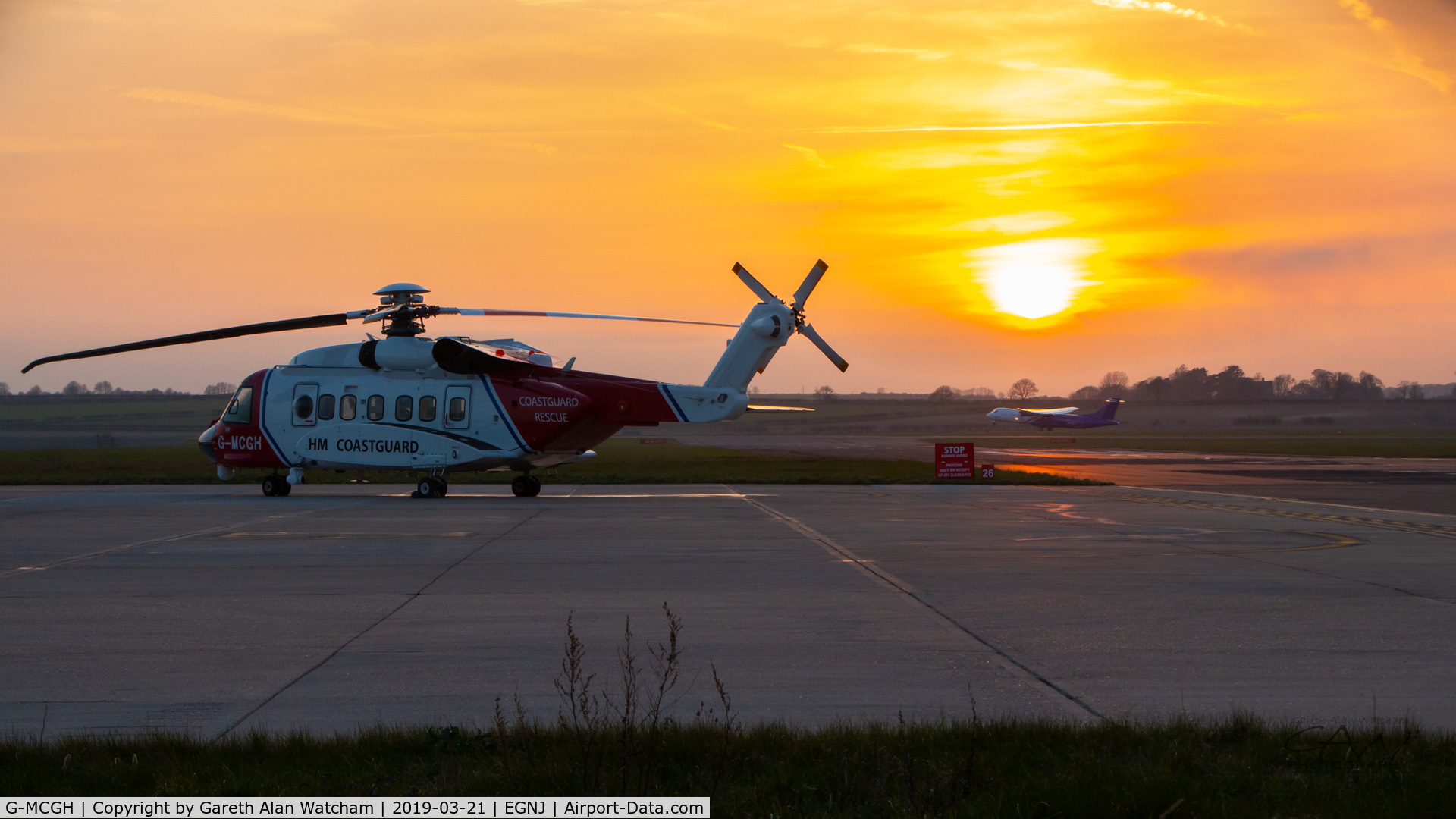 G-MCGH, 2014 Sikorsky S-92A C/N 920234, G-MCGH on the pan with ATR 72-600 G-IACY taking to the skies in background