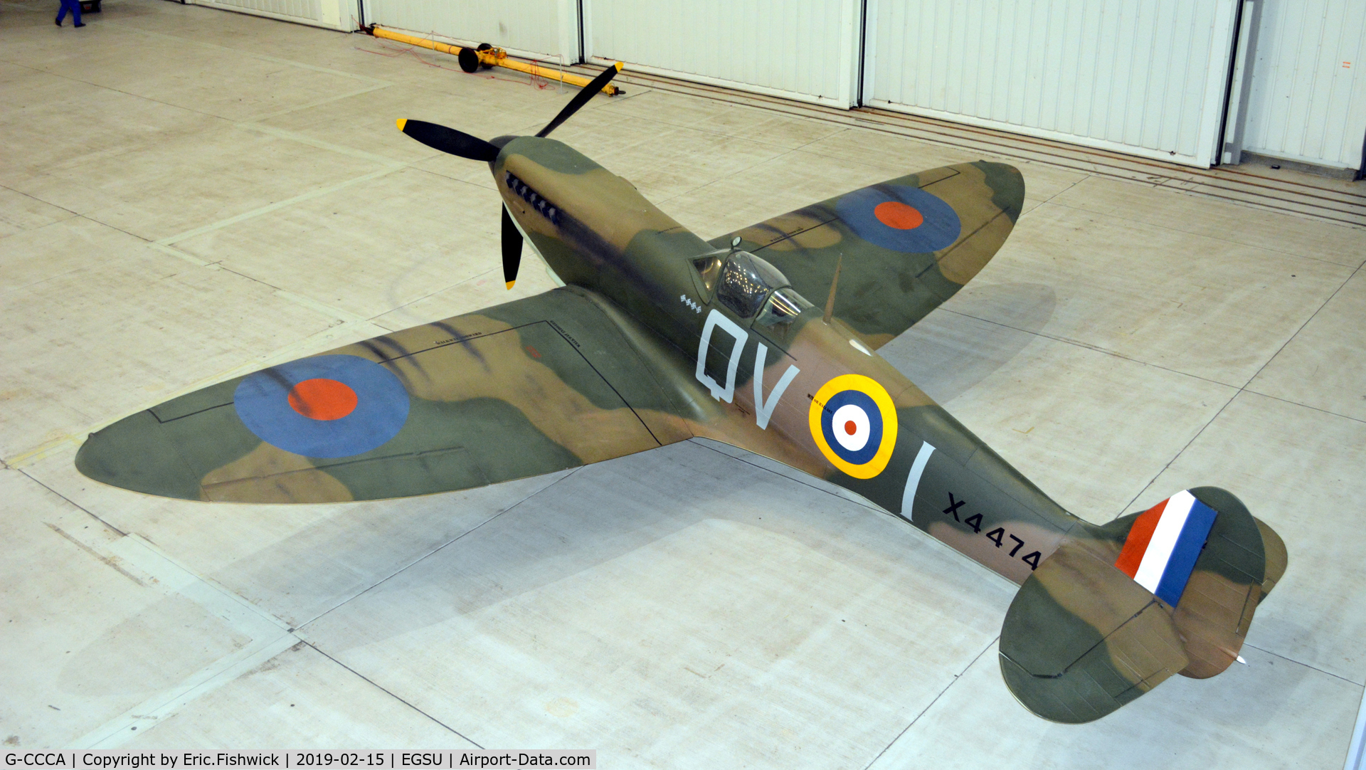 G-CCCA, 1944 Supermarine 509 Spitfire TR.IXc C/N CBAF.9590, 4. X4474 on display at the Imperial War Museum, Feb. 2019.