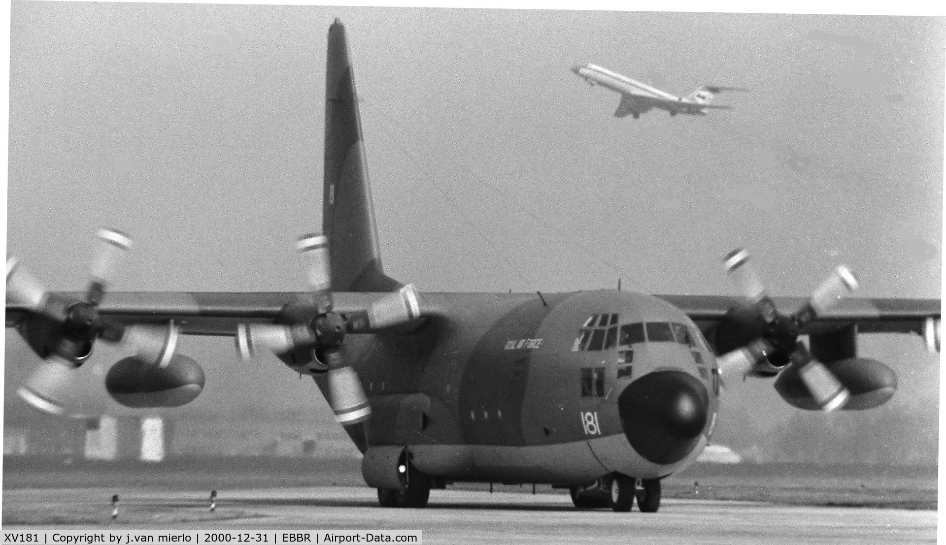 XV181, 1967 Lockheed C-130K Hercules C.1 C/N 382-4198, Arriving at Brussels G.A.T. '80s
