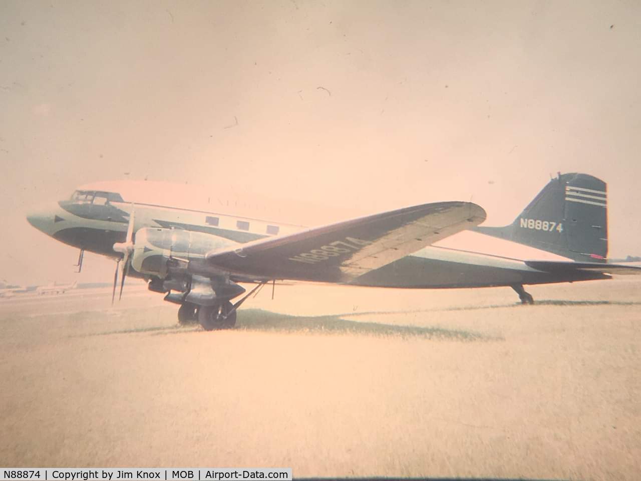 N88874, 1944 Douglas DC3C (C-47A) C/N 12693, Taken in 1968, Mobile Alabama. Jim Knox was the owner/Pilot.
